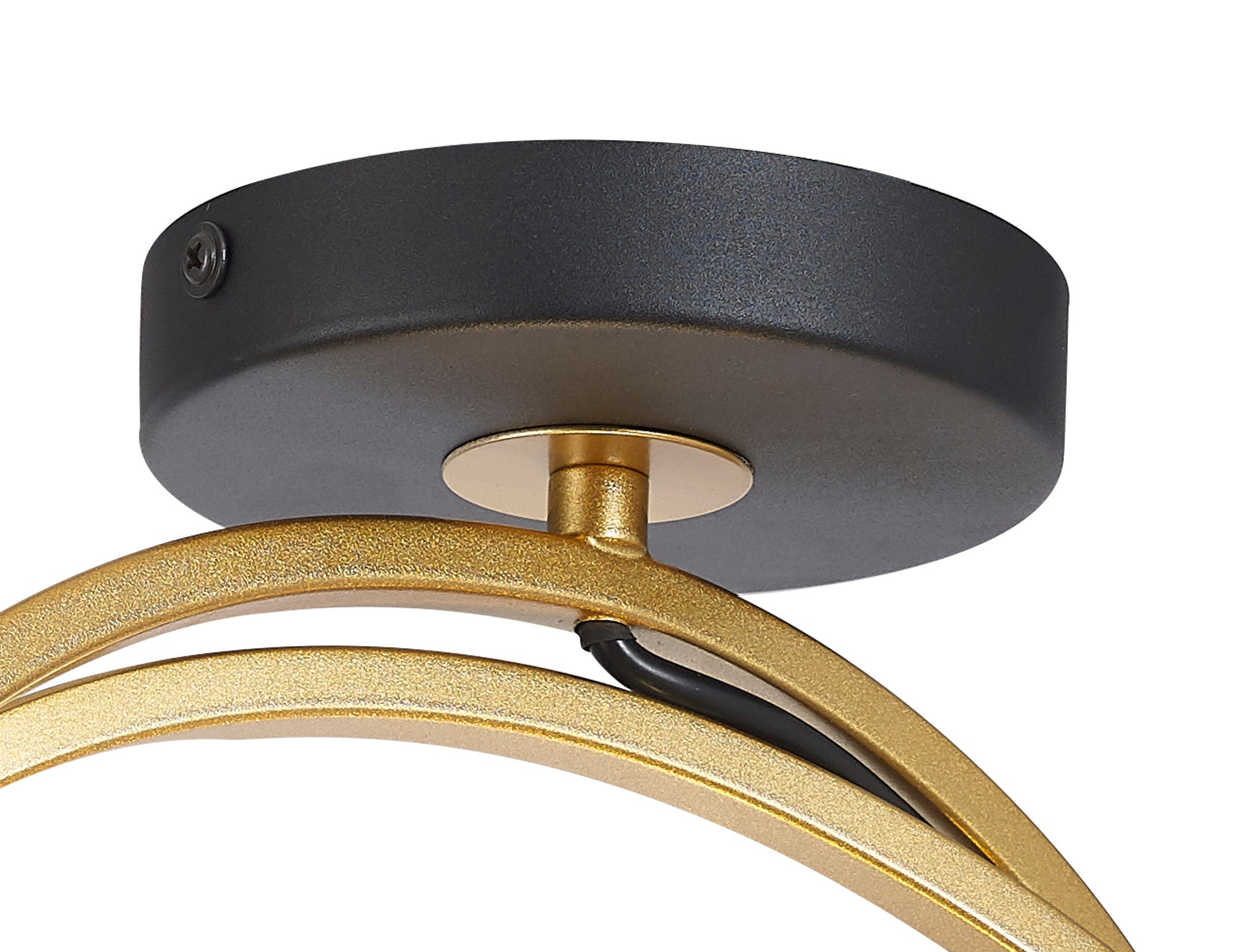 Corfu Double Ring Semi Flush Mount Ceiling Light Fixture - 1/2/3/4 Light E27 Base - Matte Black & Painted Gold Finish - G95 & 120W Bulb Recommended - Perfect for Living Room, Bedroom, or Dining Room Lighting
