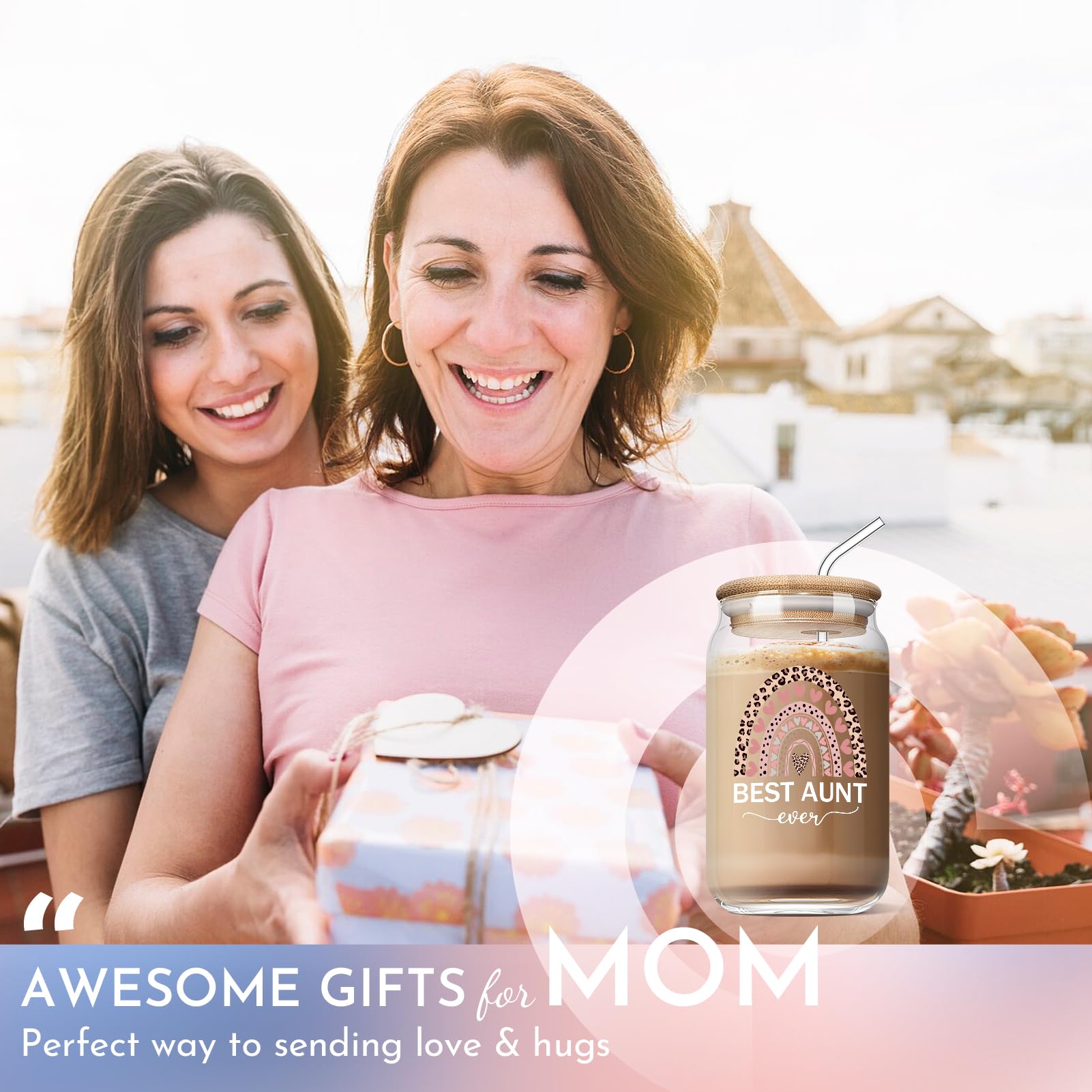 Best Aunt Ever Gifts - Funny & Thoughtful Birthday & Mother's Day Presents for Auntie from Niece - 16oz Insulated Tumbler - Perfect for Coffee, Tea & Daily Use at Home or Office