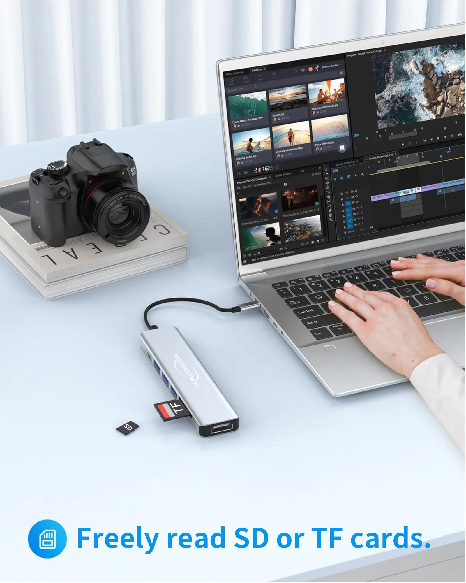 KOOFERWAY 7-in-1 USB C Hub with HDMI, 3 USB Ports, SD/TF Card Reader & 100W PD Charging - Compatible with MacBook Pro/Air, Dell, HP, Lenovo, Surface Laptops - Perfect for Work, Travel & Home Office Connectivity