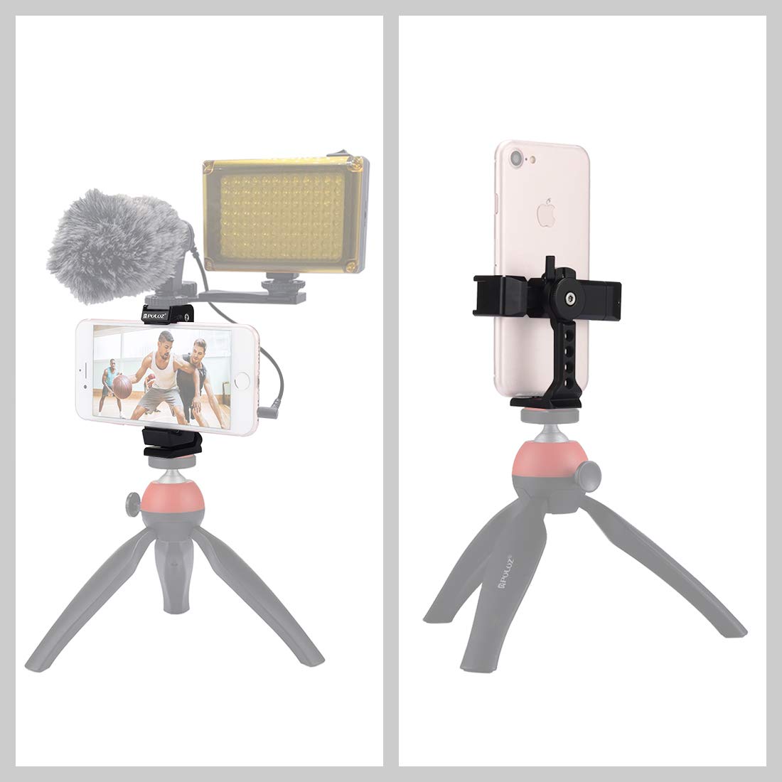 PULUZ 360° Rotating Phone Clamp Holder for iPhone, Samsung, Huawei - Perfect for Vlogging & Live Streaming