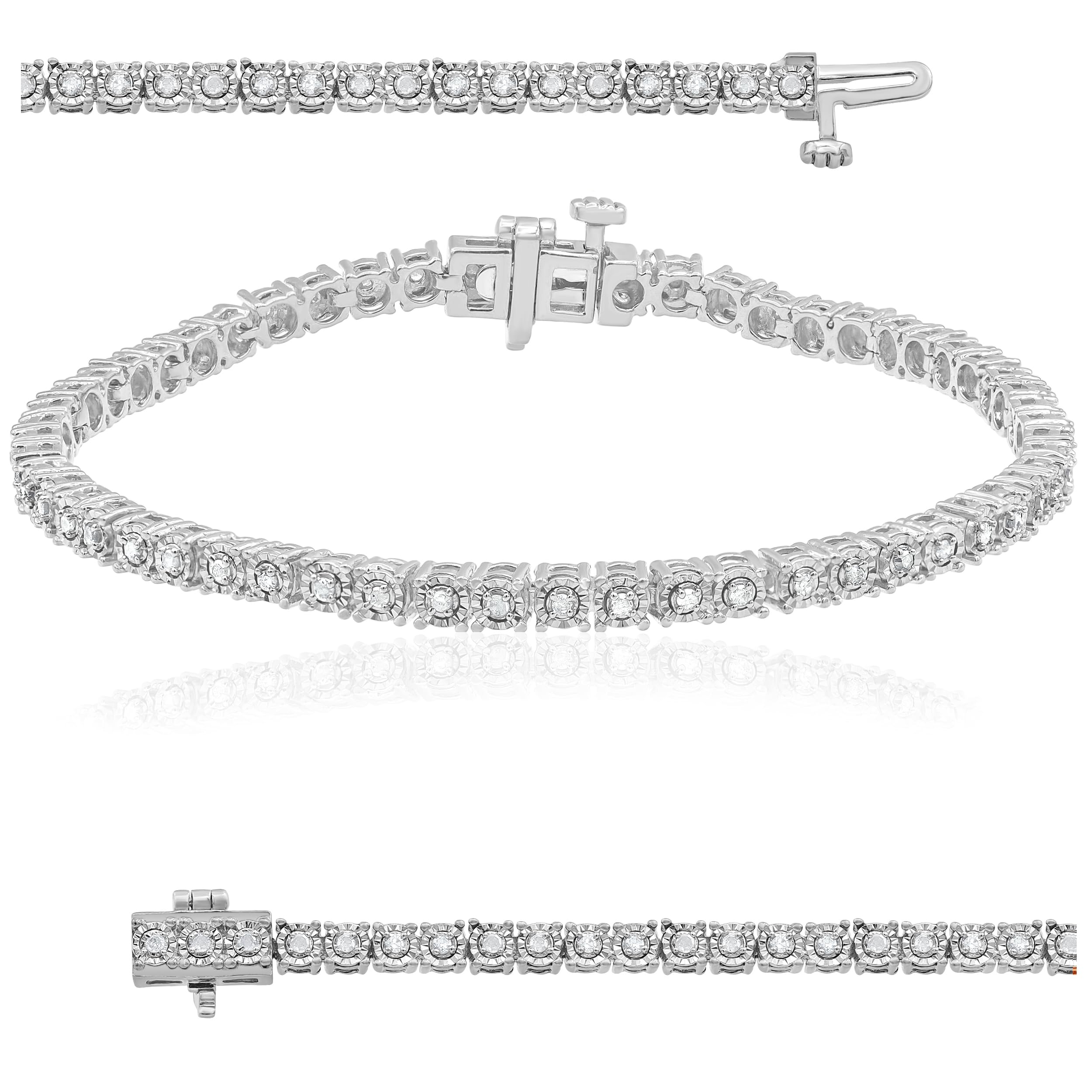 1/2 Carat Round Natural Diamond Tennis Bracelet for Women | Sterling Silver Plated Fine Jewelry | Elegant Gift Box Included | Perfect for Weddings, Anniversaries & Special Occasions