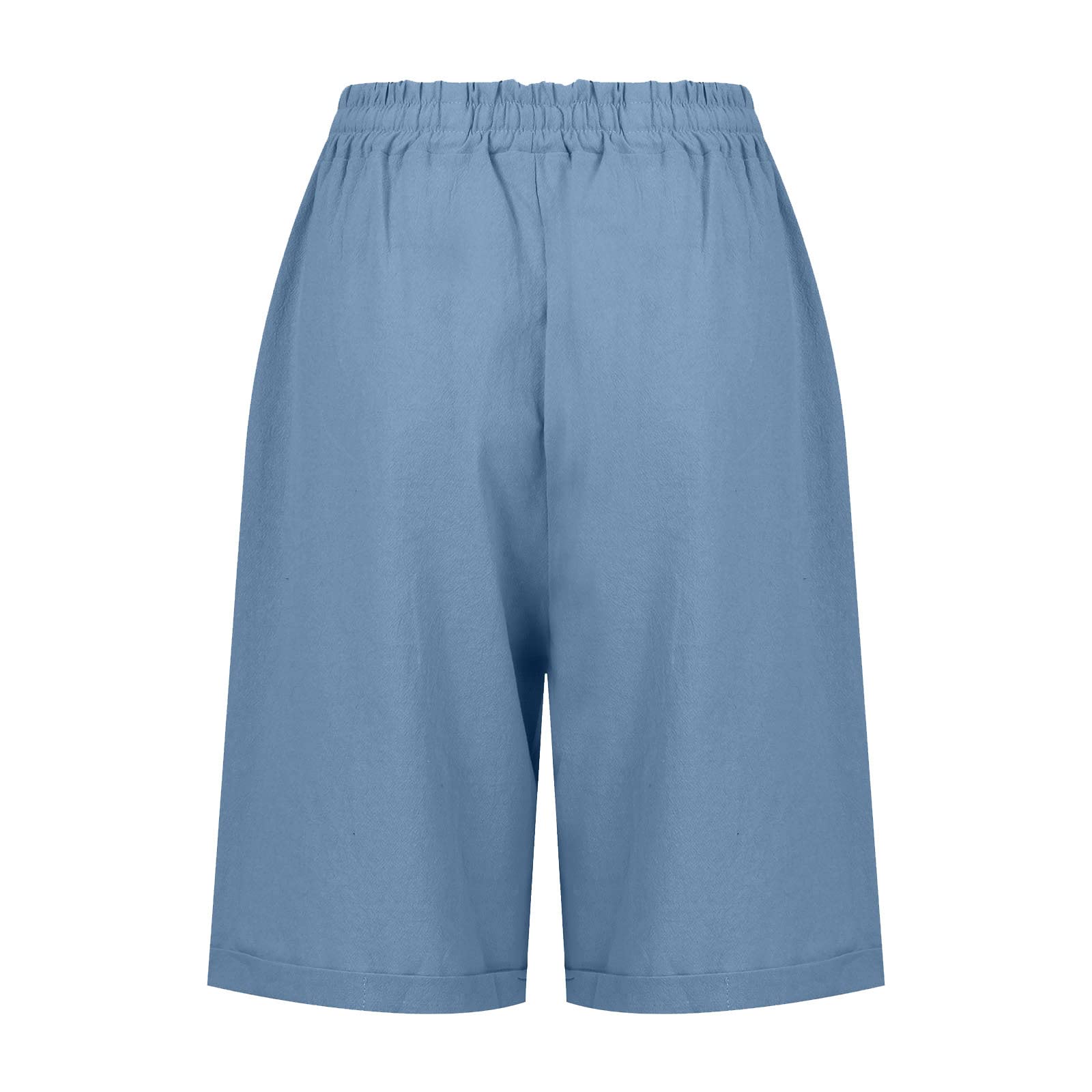 Women's Cotton Linen Bermuda Shorts with Pockets - Summer Casual Wear