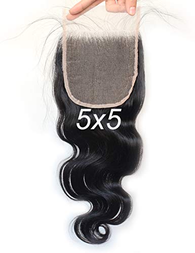 Luwigs 5x5 Transparent Lace Closure - 20 Inch Human Hair Body Wave with Baby Hair & Bleached Knots - Perfect for Protective Styles, Weaves & Natural-Looking Hair Extensions