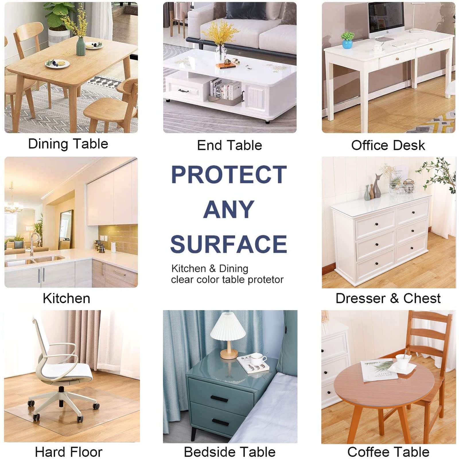 Clear Plastic Table Cover Protector Mat - 54x96 Inch Waterproof Dining Table Cover for Kitchen, Office, Home - Scratch & Spill Resistant Desk Protector for Daily Use & Parties