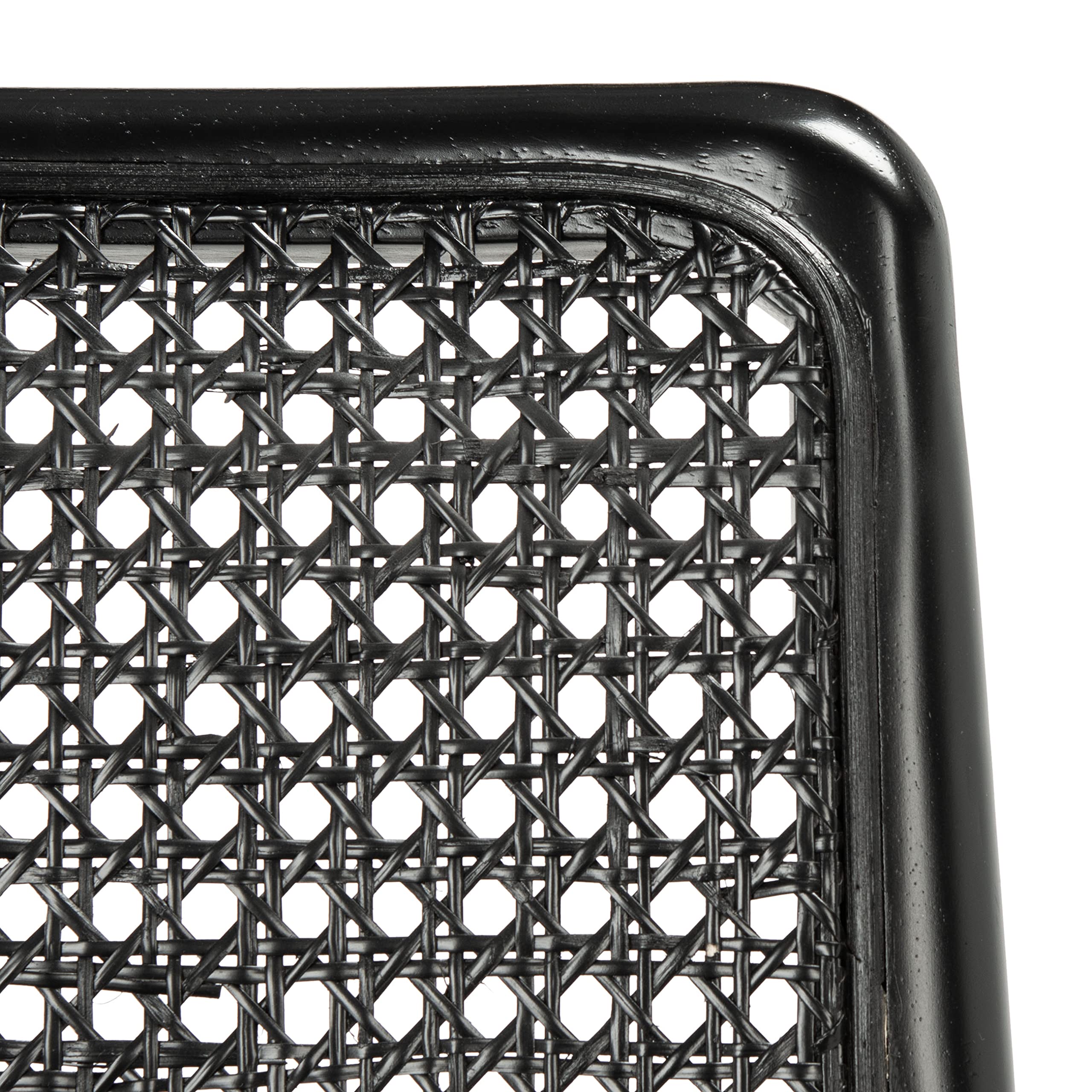 SAFAVIEH Reinhardt Rattan Cushion Dining Chairs (Set of 2) - Fully Assembled Black/Grey Modern Kitchen & Patio Furniture - DCH8800C-SET2 for Indoor Outdoor Dining Room, Breakfast Nook, and Garden Decor