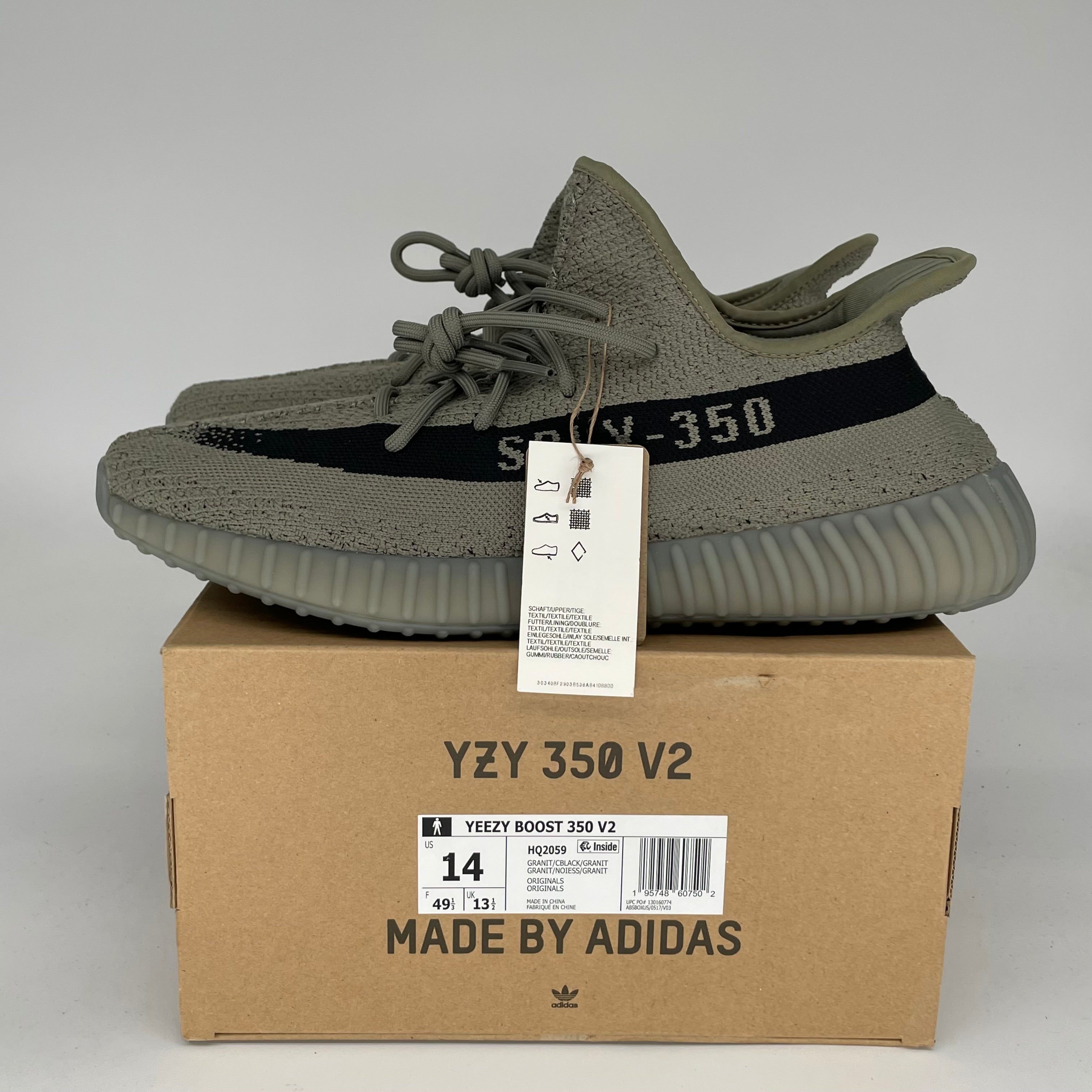 Adidas Yeezy 350 V2 Granite - Men's Size 14 Sneakers (HQ2059) | Comfortable Running Shoes for Gym, Workout & Casual Wear