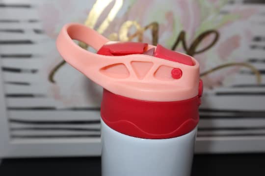 12oz Sublimation Blanks Kids Tumbler - Stainless Steel Water Bottle with Straw, Sippy Cup for Toddlers (Light Pink/Pink) - Perfect for School, Travel & Outdoor Activities