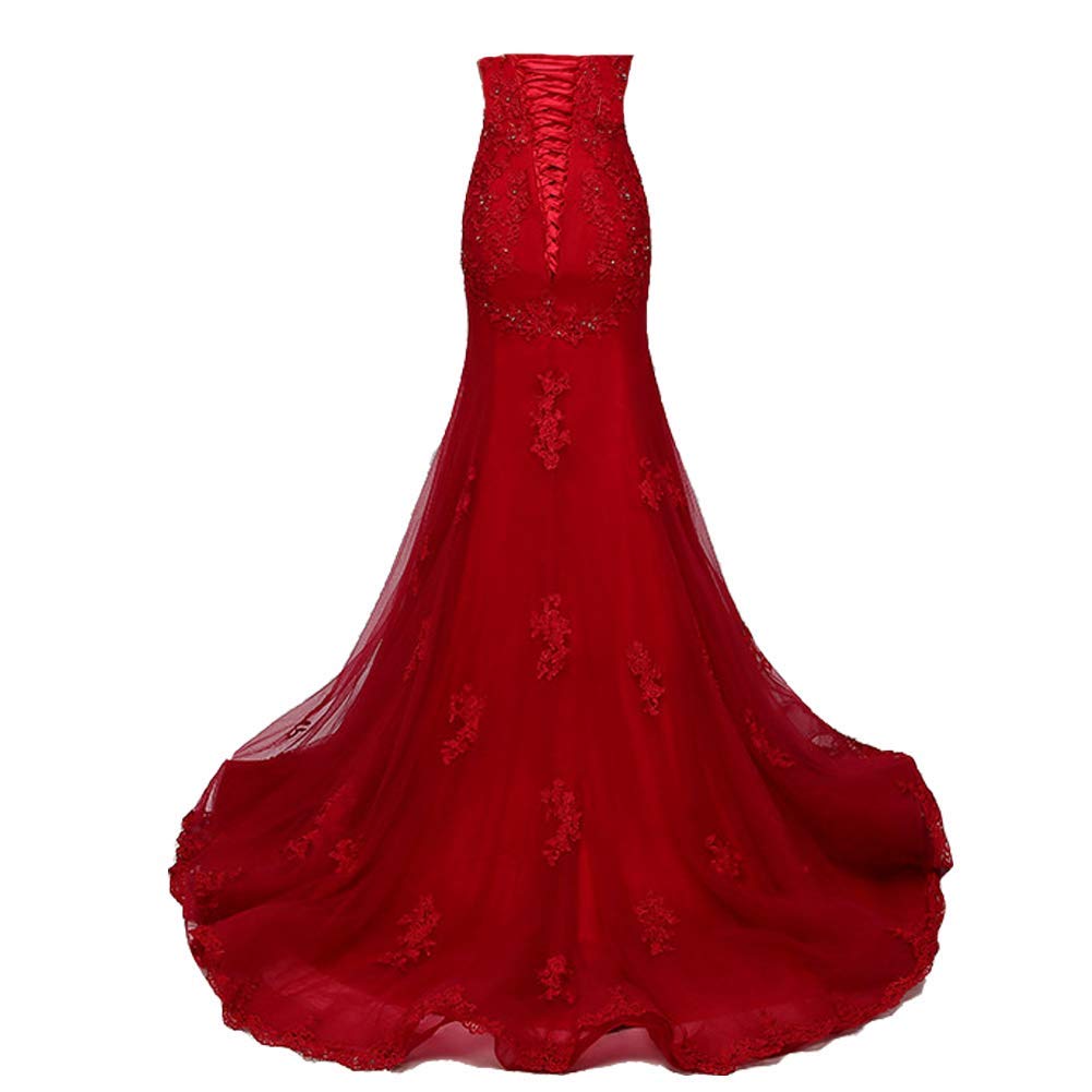 Kivary Women's Sweetheart Neckline Mermaid Beaded Lace Long Prom Dress - Elegant Formal Evening Gown for Homecoming, Wedding, and Special Occasions