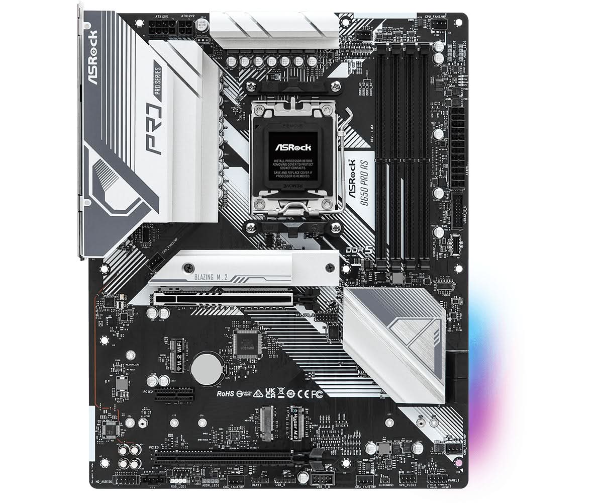 ASRock B650 Pro RS AMD AM5 DDR5 ATX Motherboard - High-Performance Gaming & Workstation PC Build for Streaming, Editing & Multitasking