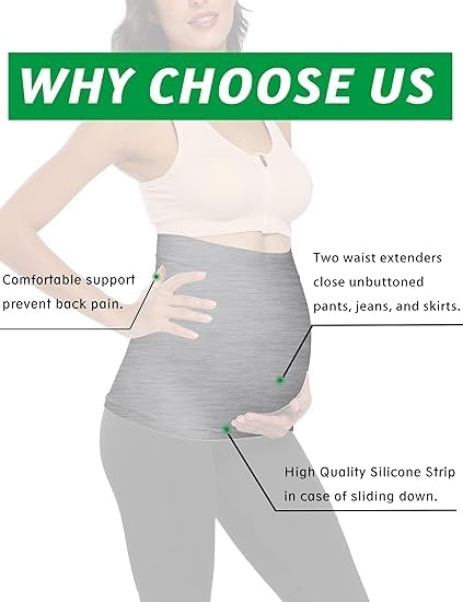 **Maternity Belly Band for Pregnant Women - Adjustable Pregnancy Support Belt for Pants & Jeans - Postpartum Belly Wrap for Comfort & Style - Perfect for Work, Exercise & Everyday Wear**