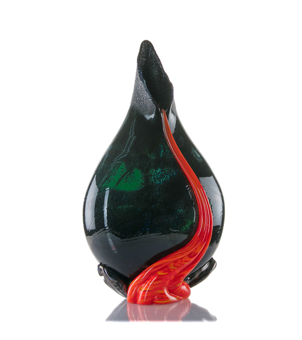 Daniel Moe Black Lava Trail 2 Glass Vessel - Modern Home Decor for Living Room, Office & Wedding Centerpieces