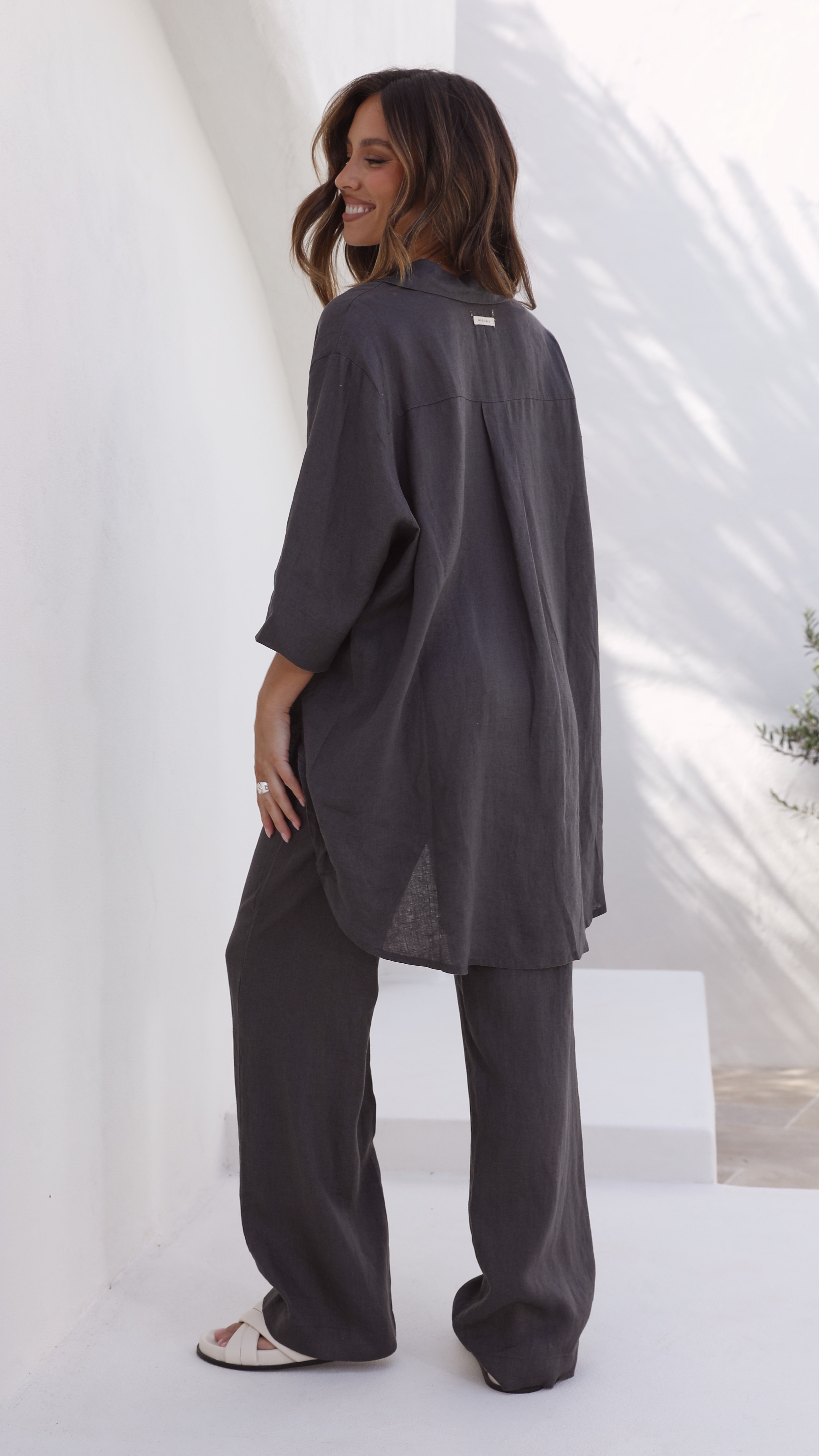Premium Linen Lounge Pants for Women - Soft & Breathable Coal Black Comfort Pants - Perfect for Yoga, Home Relaxation & Casual Wear