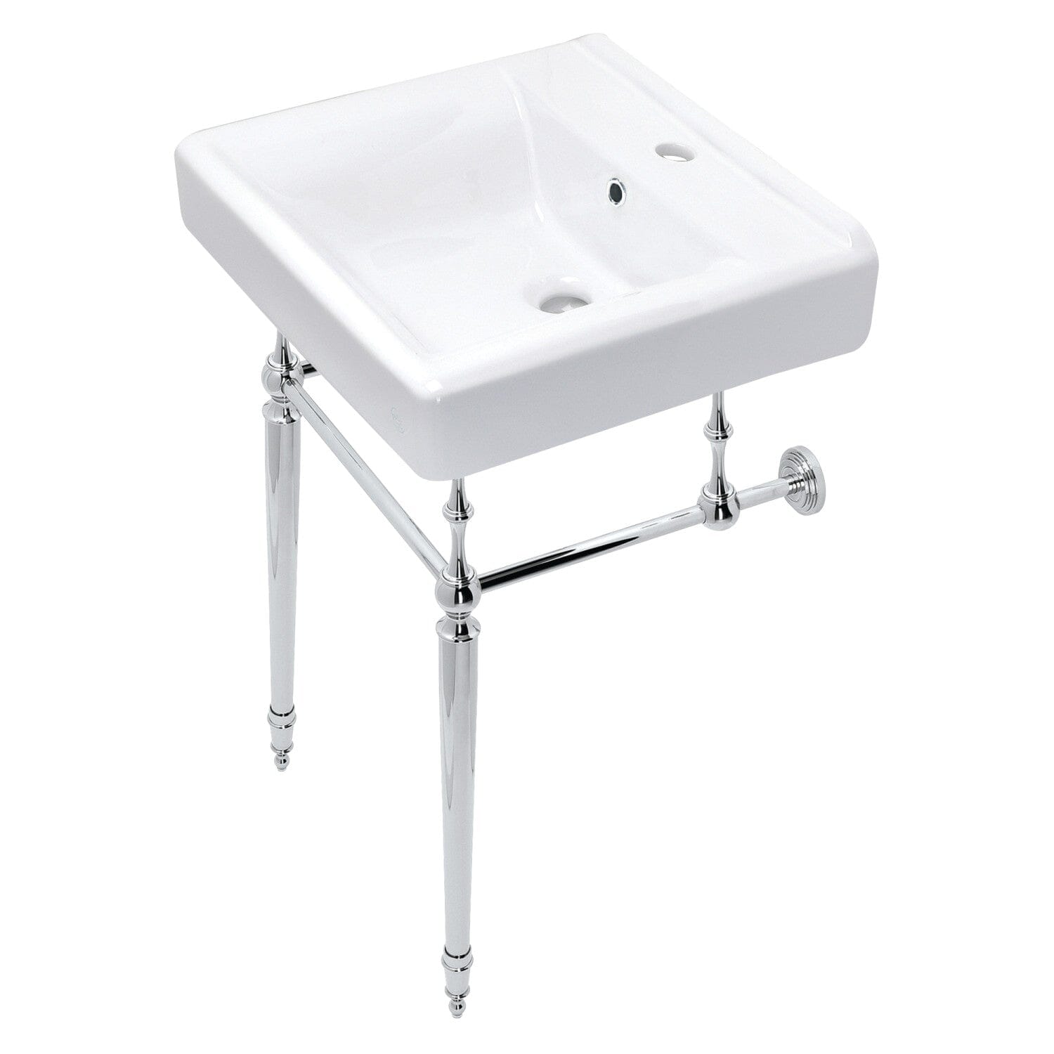 Edwardian 20 Inch Porcelain Console Sink with Brass Legs (1 Hole) - Vintage Bathroom Vanity for Powder Room & Guest Bath Decor