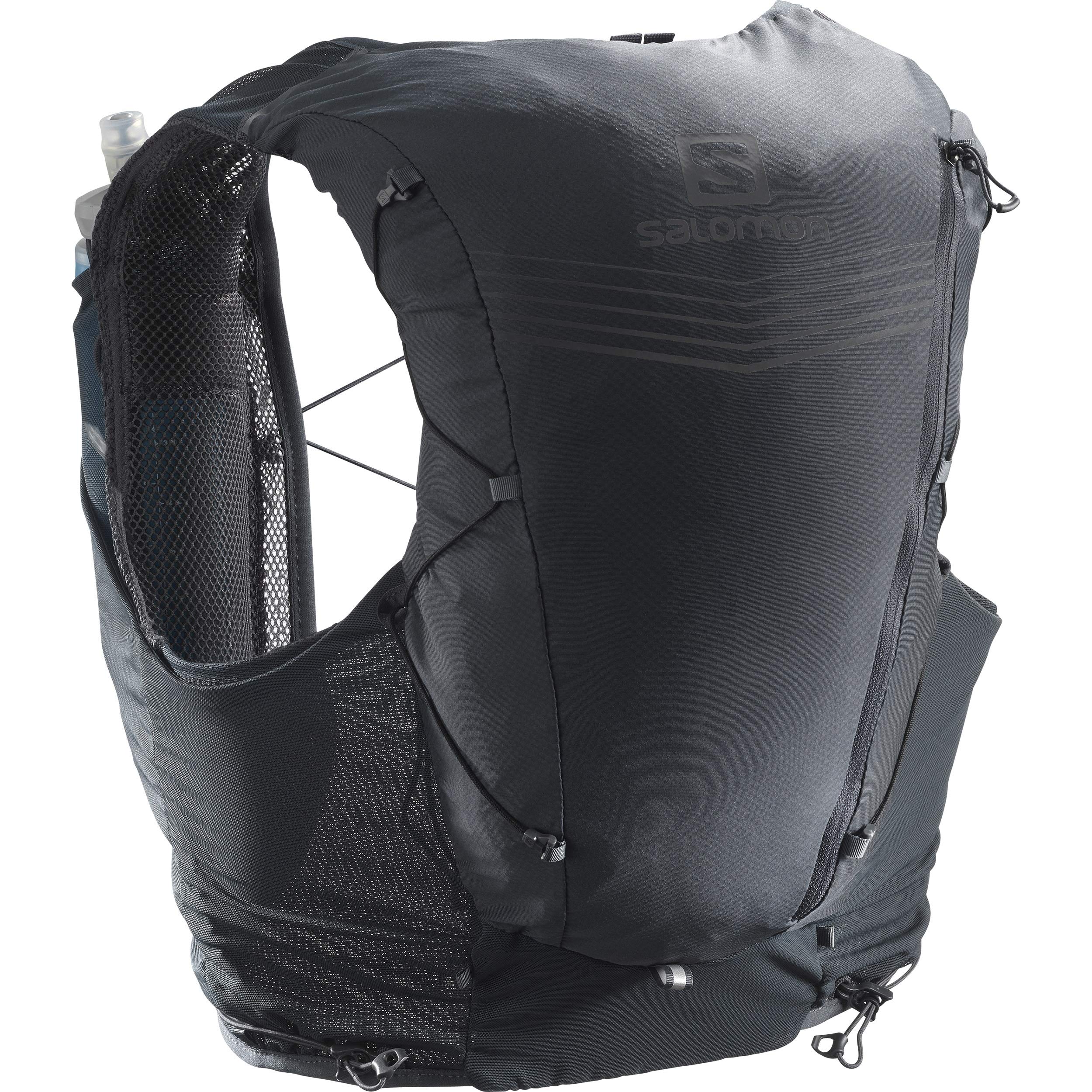Salomon Advanced Skin 12 Set Unisex Hydration Vest Backpack for Trail Running - Lightweight & Breathable - Ebony, X-Small - Perfect for Long Distance Hiking, Marathon Training & Outdoor Adventures
