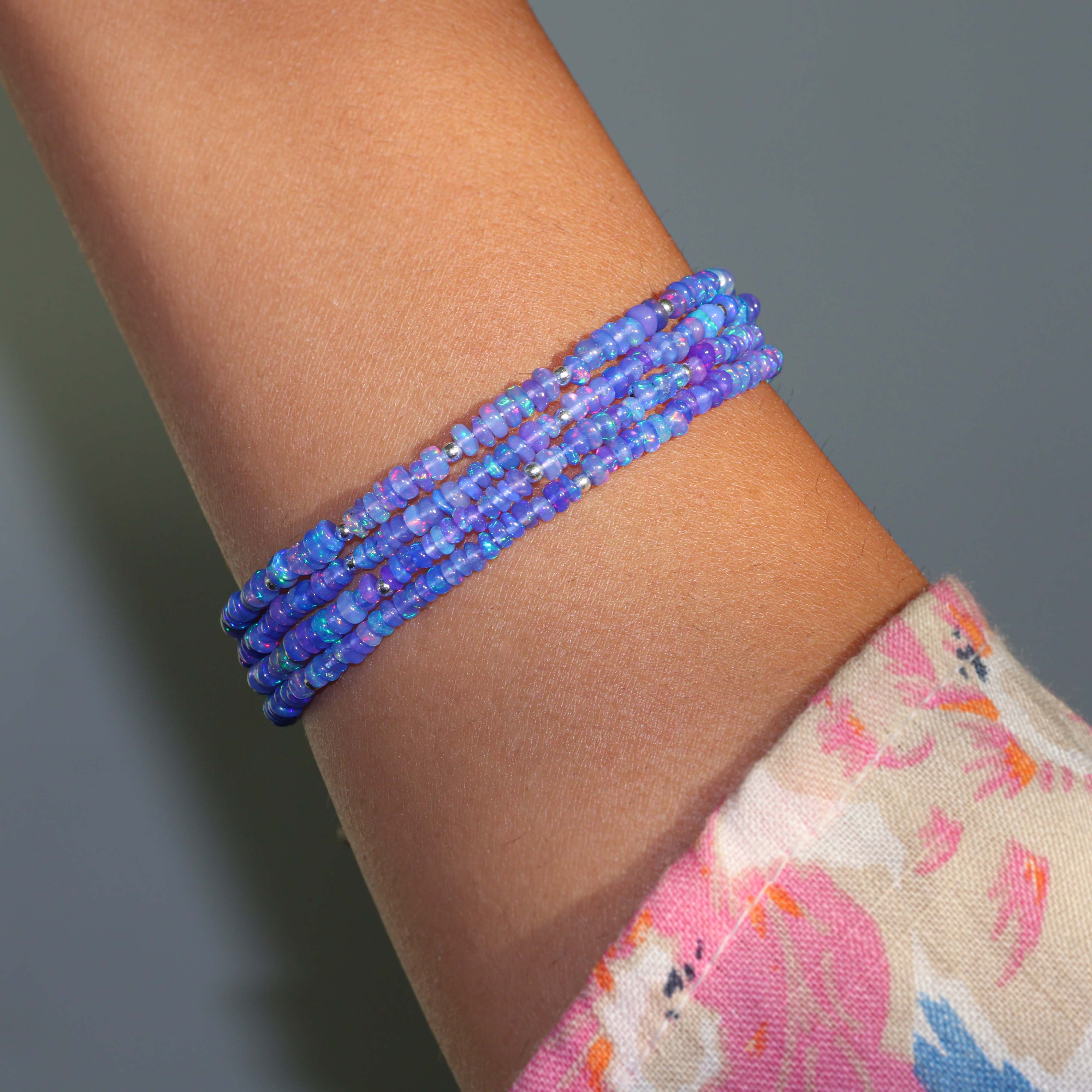 Handmade Fire Blue Opal Beaded Bracelet - 4 Strand Bohemian Jewelry for Women | Perfect for Weddings, Parties & Boho Fashion Accessories