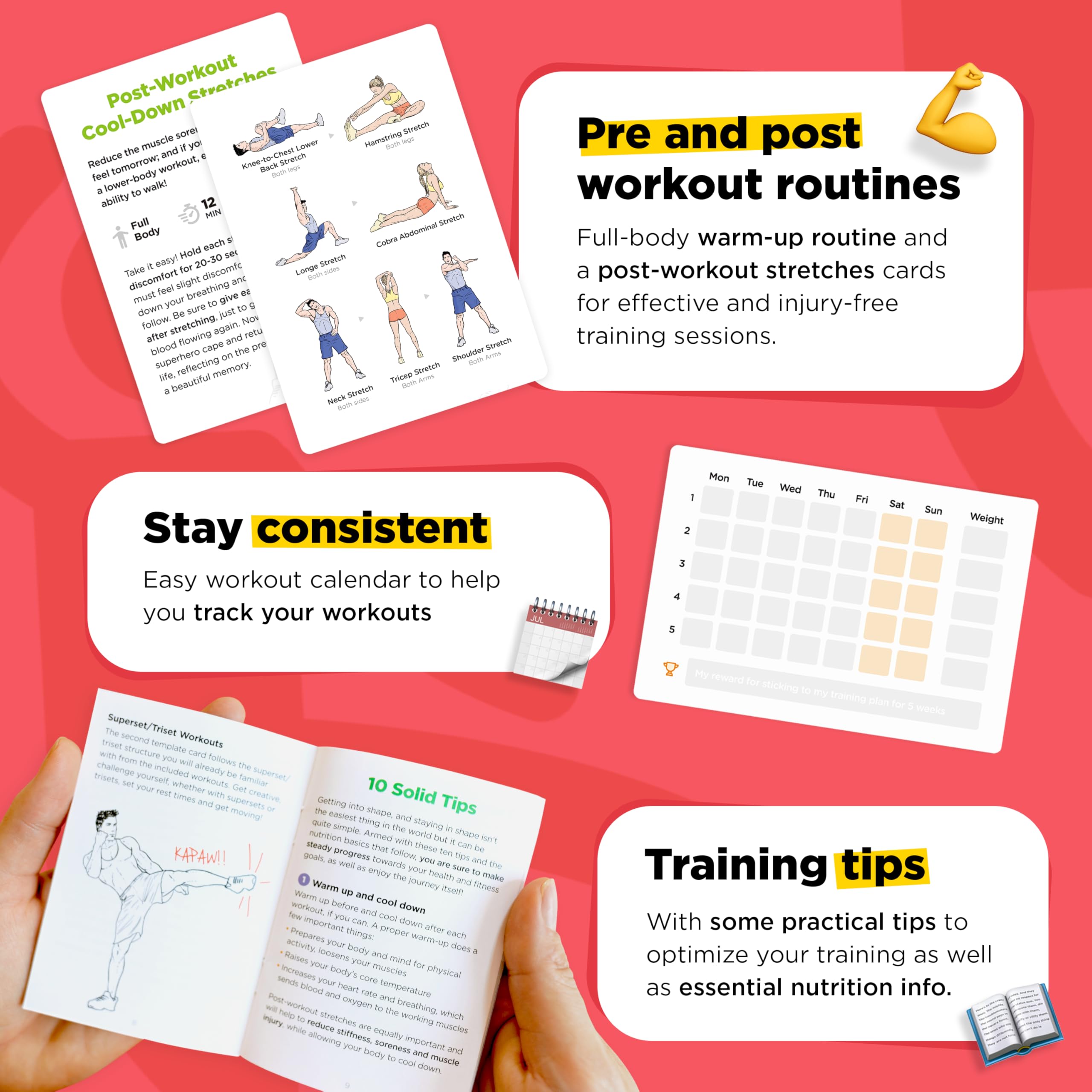 WorkoutLabs Exercise Cards: 60 Bodyweight Exercises & 12 No-Equipment Routines - Premium Waterproof Plastic Fitness Flashcards for Home & Gym Workouts (Men & Women) - Perfect for Travel, Small Spaces & Quick Workout Sessions