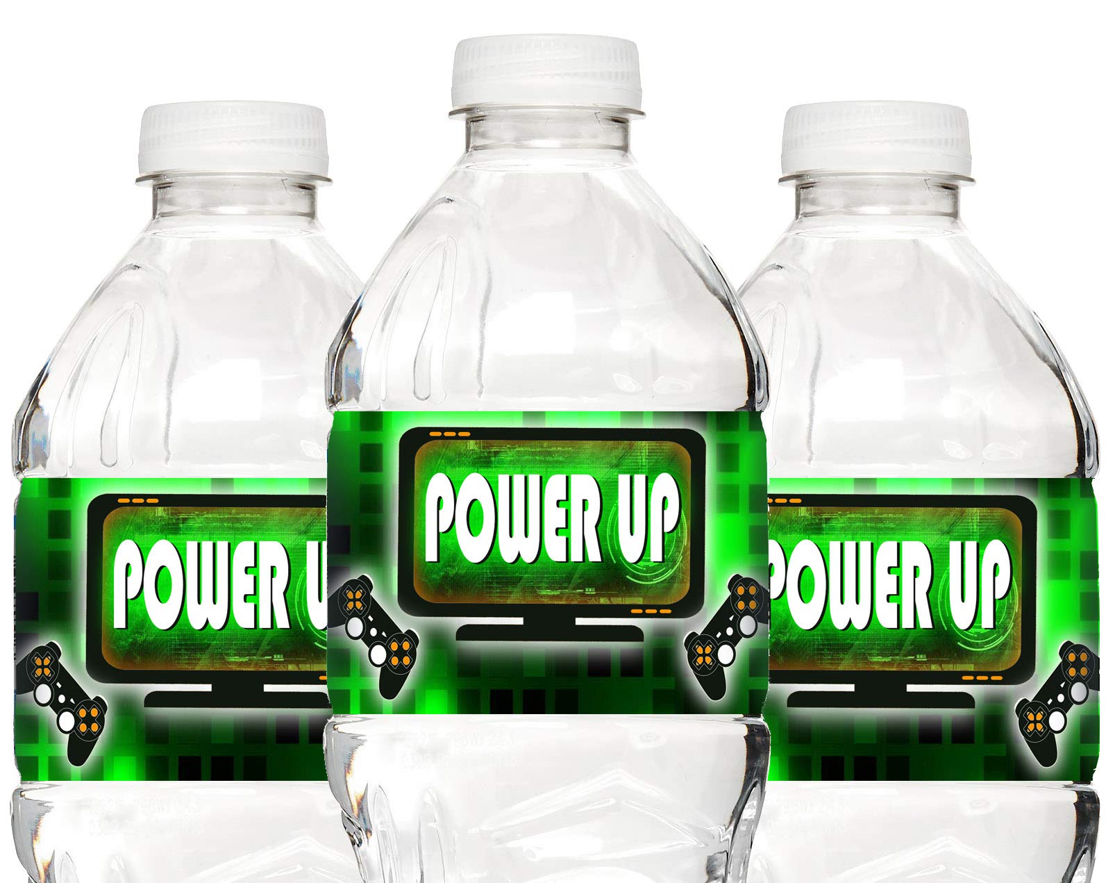 POP Parties Ink Gaming Green Waterproof Bottle Labels - 20 Labels, 2