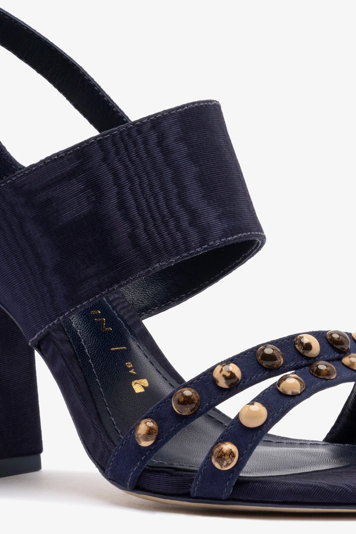 Chloe Gosselin by Larroudé Margot Sandal - Deep Navy Suede & Navy Satin Women's Heels | Perfect for Evening Parties, Weddings & Special Occasions