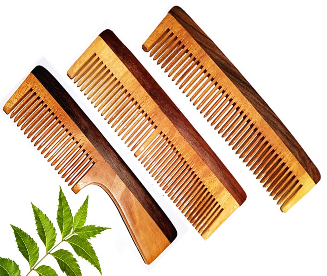 Rufiys Neem Wooden Handle Wide Tooth Comb for Hair Growth & Dandruff Control | Natural Hair Care | Perfect for Detangling, Scalp Massage & Daily Styling