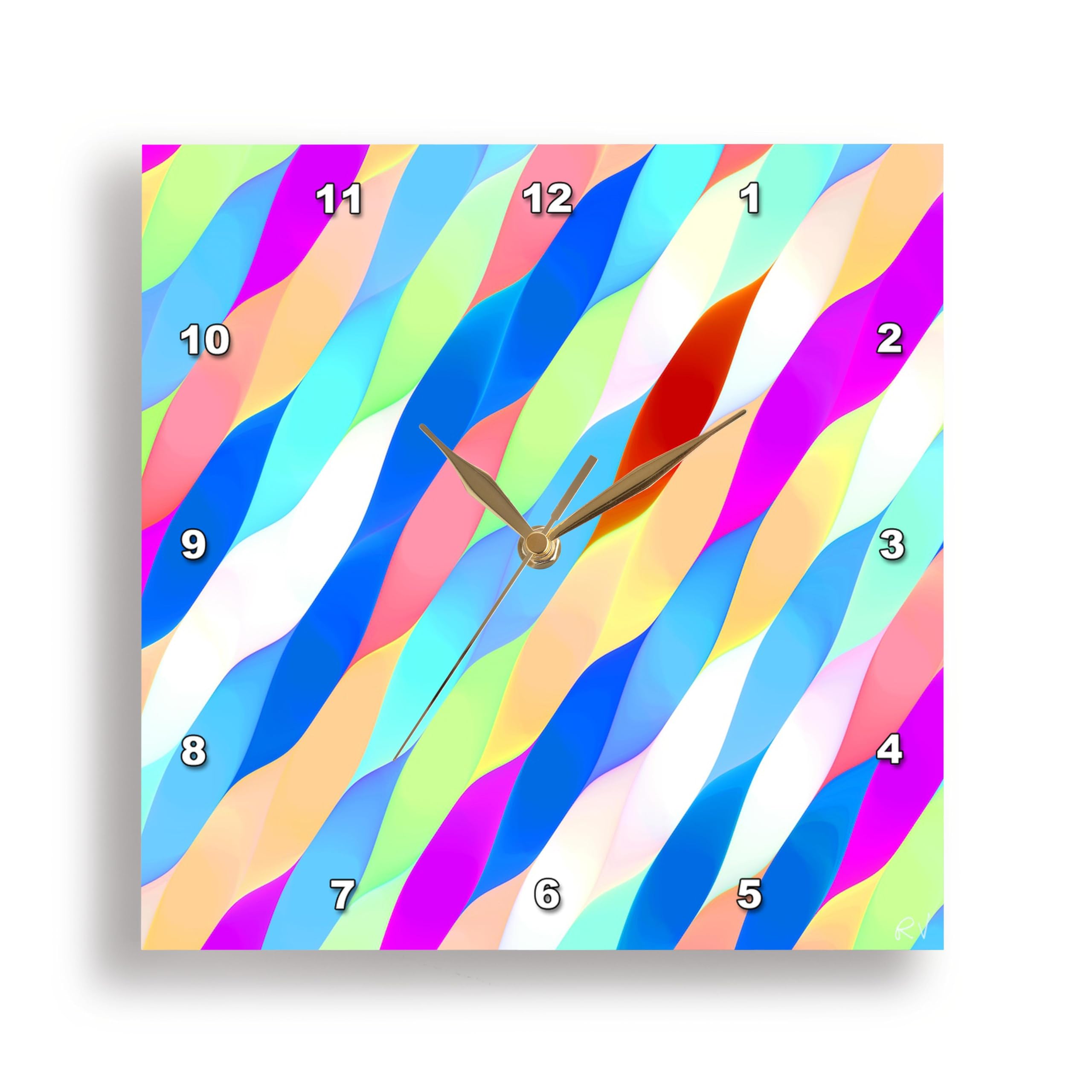 3DRose 15-Inch Silent Wall Clock with Soft Colorful Patterns - Original Modern Design for Home, Office, Bedroom & Living Room Decor