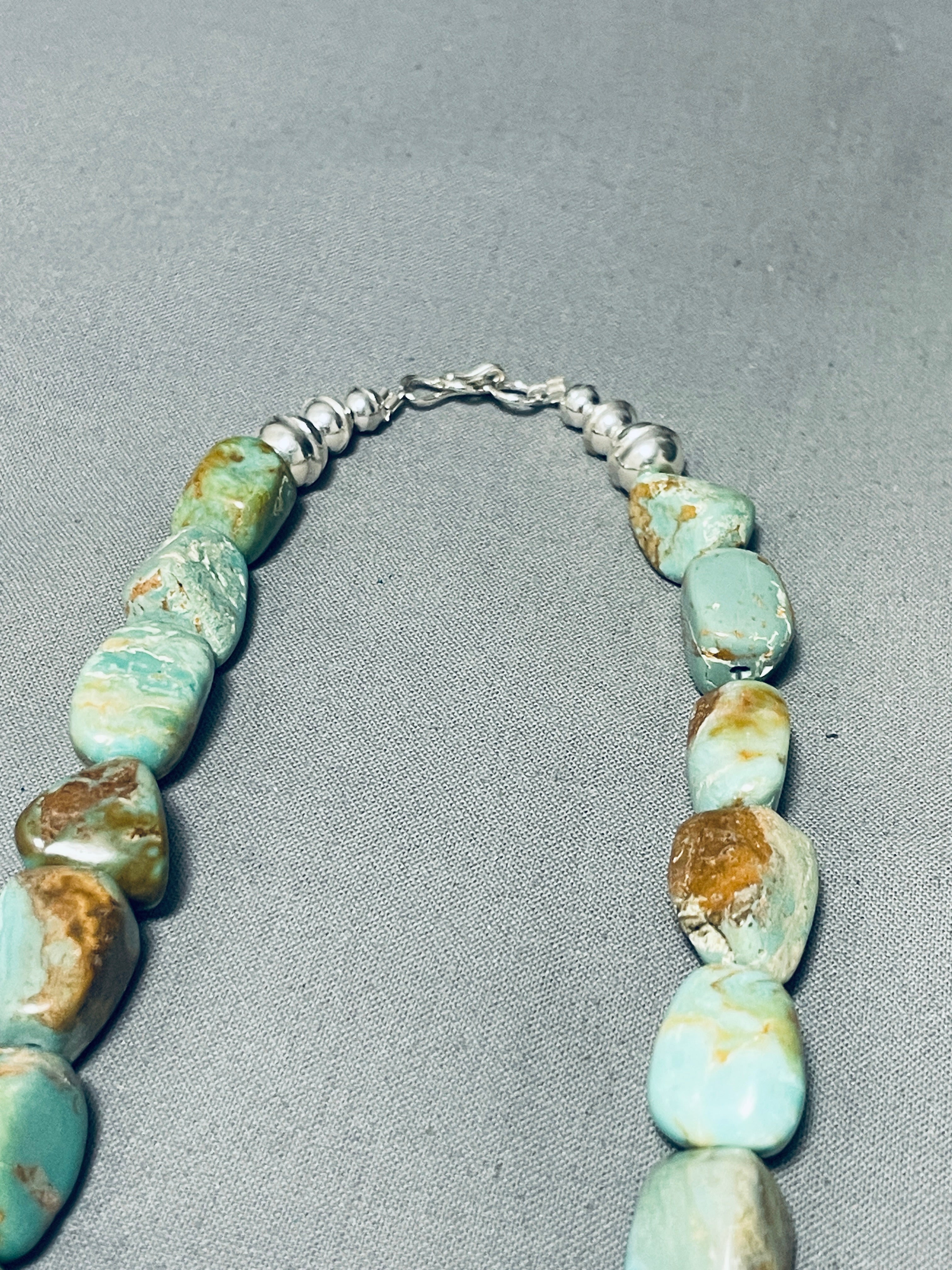 Authentic Navajo Sterling Silver Necklace with Green Turquoise - 115g Handcrafted Jewelry for Women, Perfect for Boho Fashion, Weddings & Special Occasions