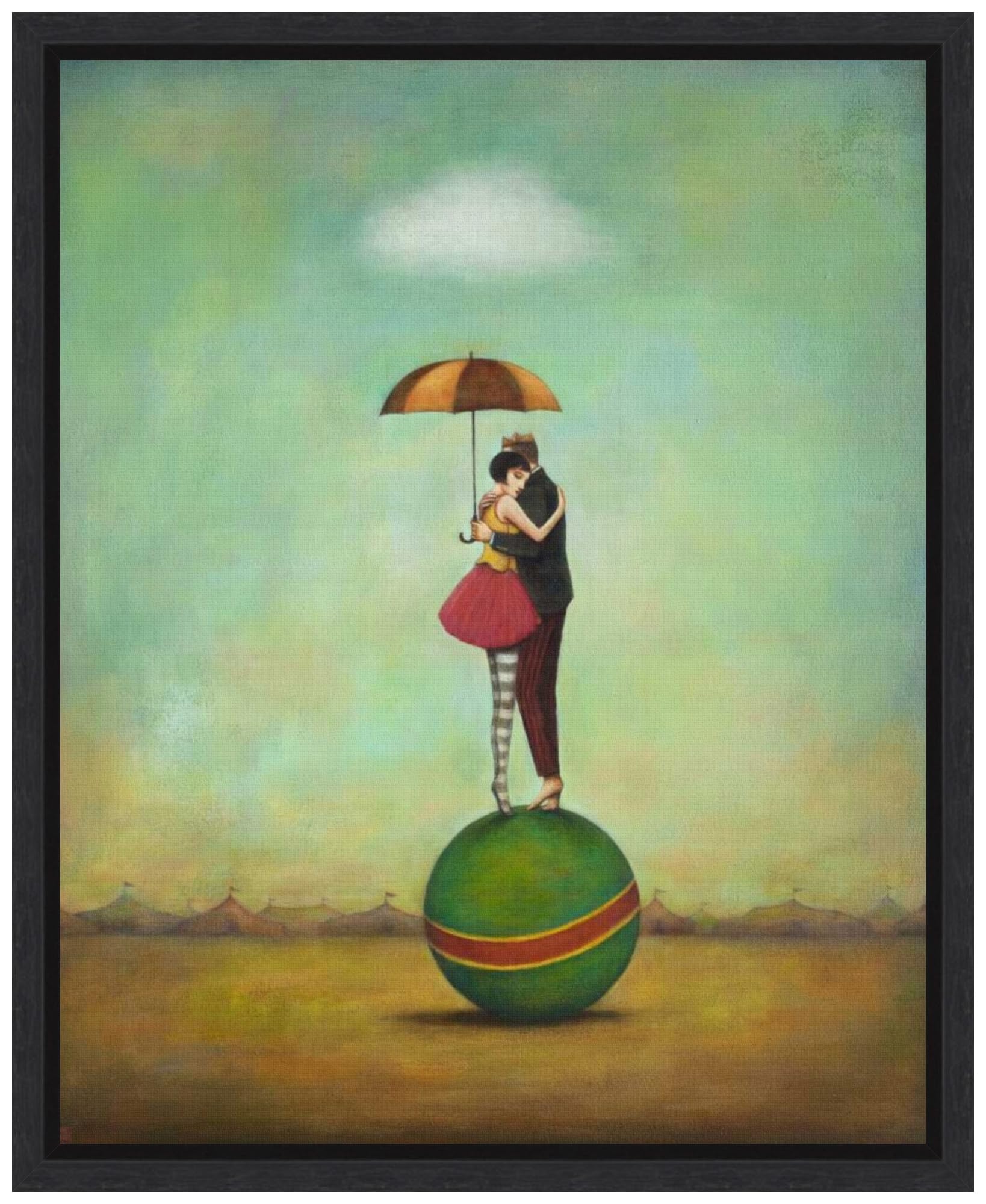 Amanti Art Framed Canvas Wall Art - 20x16 Circus Romance by Duy Huynh, Modern Home Decor for Living Room, Bedroom, Bathroom & Kitchen | Entertainment Artwork, Small Poster Painting | Perfect for Gifts & Wall Decoration