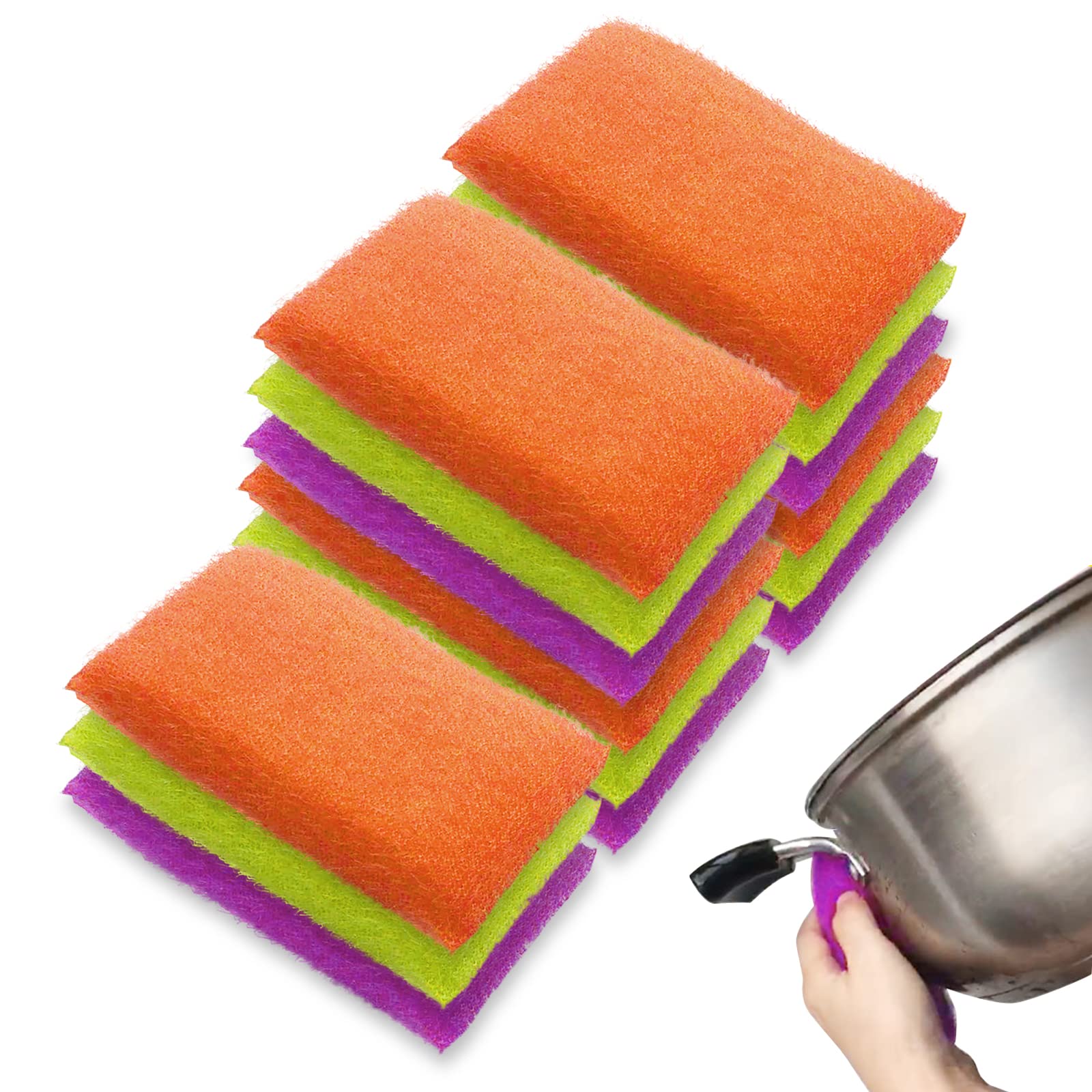 **Heavy Duty Non-Scratch Kitchen Sponge (12 Pack) – Odor-Free Microfiber Scouring Pads for Dishes, Pots & Hard Surfaces – Perfect for Daily Dishwashing & Deep Cleaning**