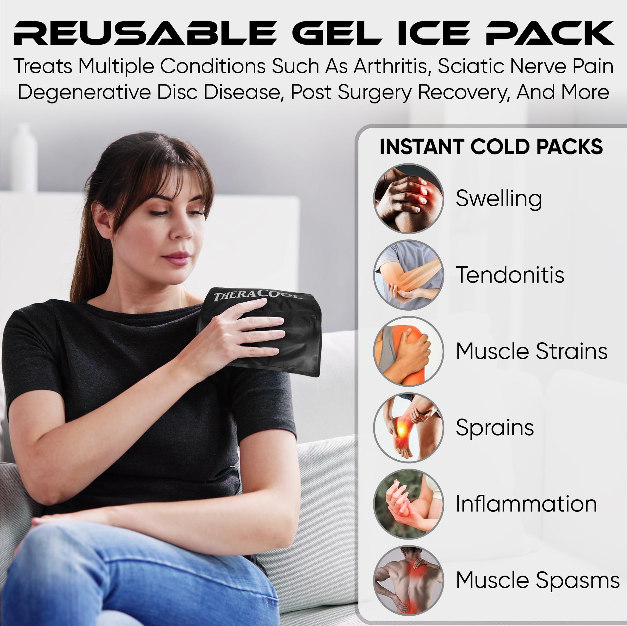 Large Reusable Gel Ice Pack for Injuries - 15