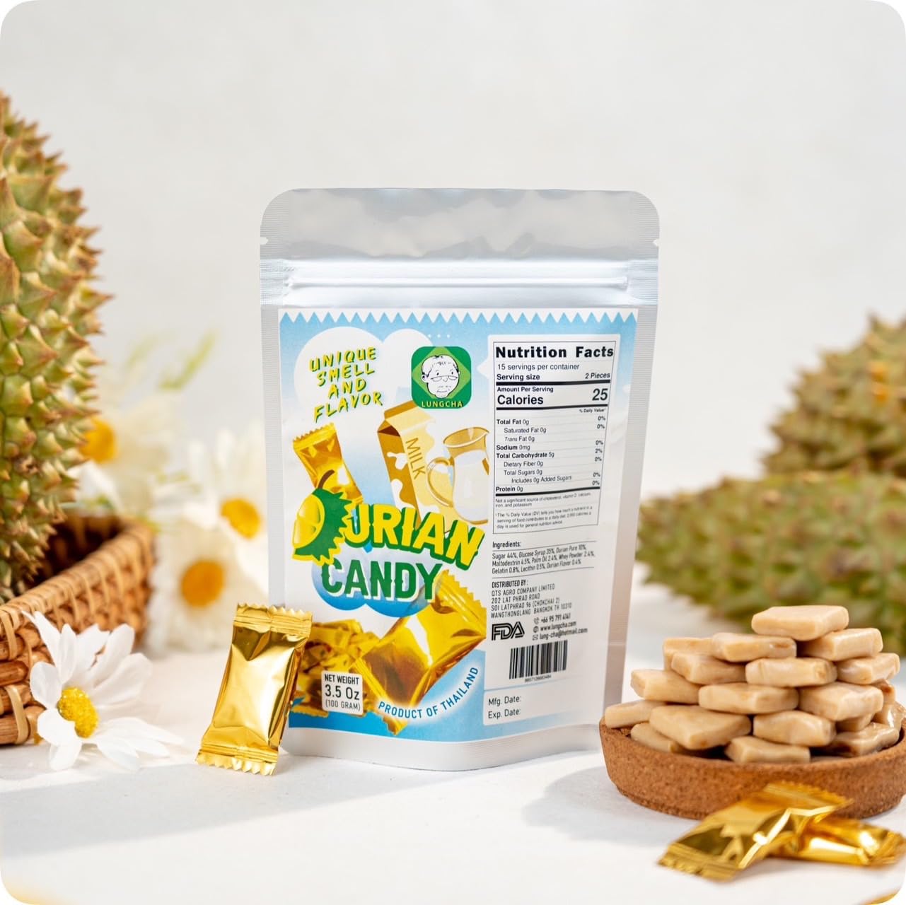 Premium Durian Flavored Toffee Candy - Exotic Tropical Fruit Flavor, Ready to Eat Snack (3.5oz) - Perfect for Asian Dessert Lovers, Unique Gift Idea for Candy Enthusiasts & Durian Fans - Great for Parties, Movie Nights and Sweet Cravings