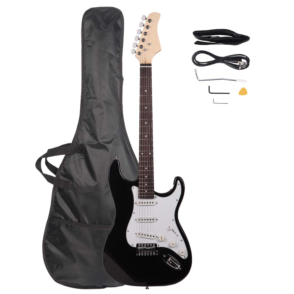 38 Inch Rosewood Fingerboard Electric Guitar with Picks, Strap, Cord, Bag & Tremolo Arm - Perfect for Beginners & Intermediate Players (Black) | Ideal for Practice, Live Performances & Studio Recording