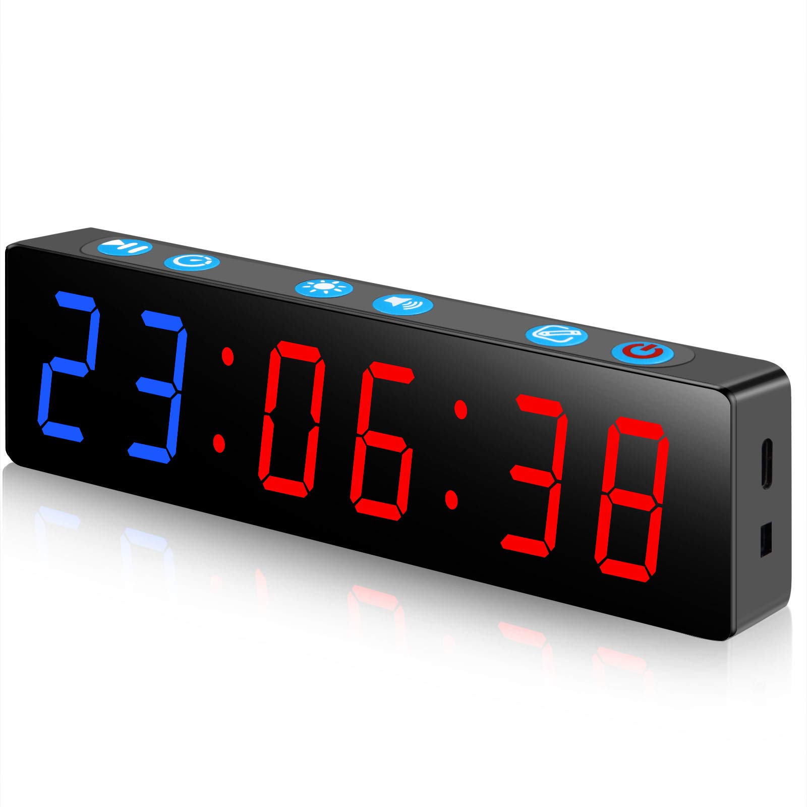 PELLOR Digital LED Wall Timer with Magnetic Back, Interval Fitness Countdown/Countup Timer, Adjustable Brightness & Volume, Remote Control - Perfect for Home Gym, Garage, and Workout Training