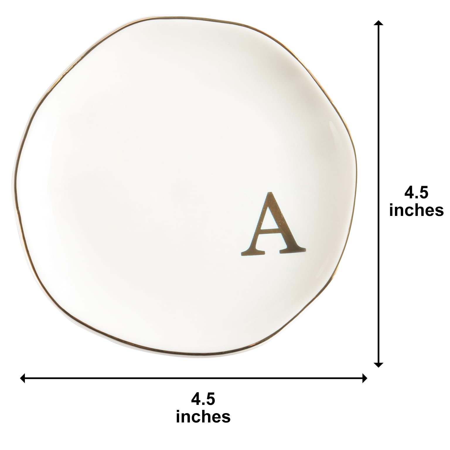 Personalized Ceramic Jewelry Tray with Monogram - Elegant Ring Dish for Engagement, Wedding, Birthday & Mother's Day Gifts - White Ceramic Jewelry Organizer (4.75