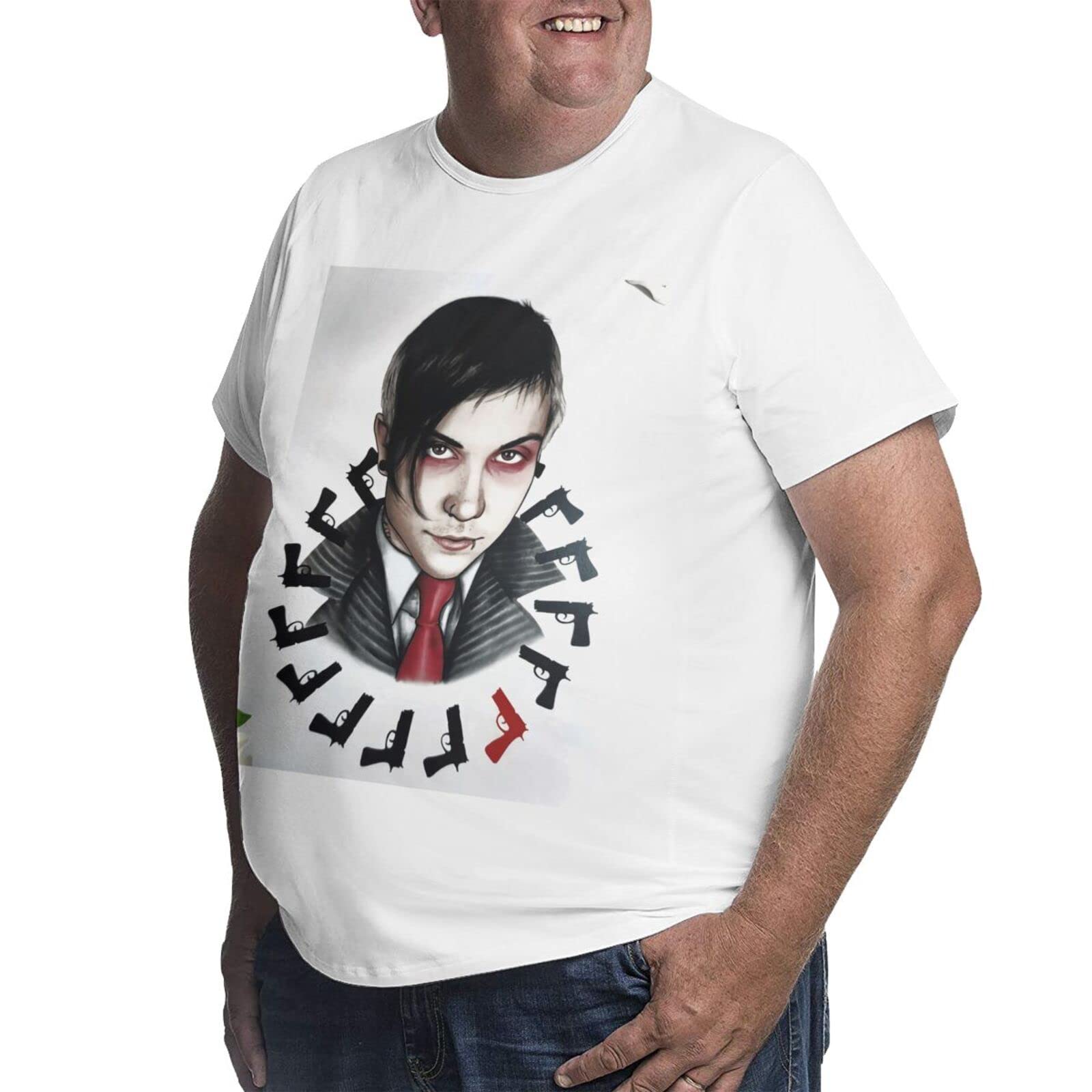 Frank Iero Oversized Cotton T-Shirt for Men - Big & Tall Short Sleeve Tee in White - Perfect for Concerts, Casual Wear and Street Style Fashion