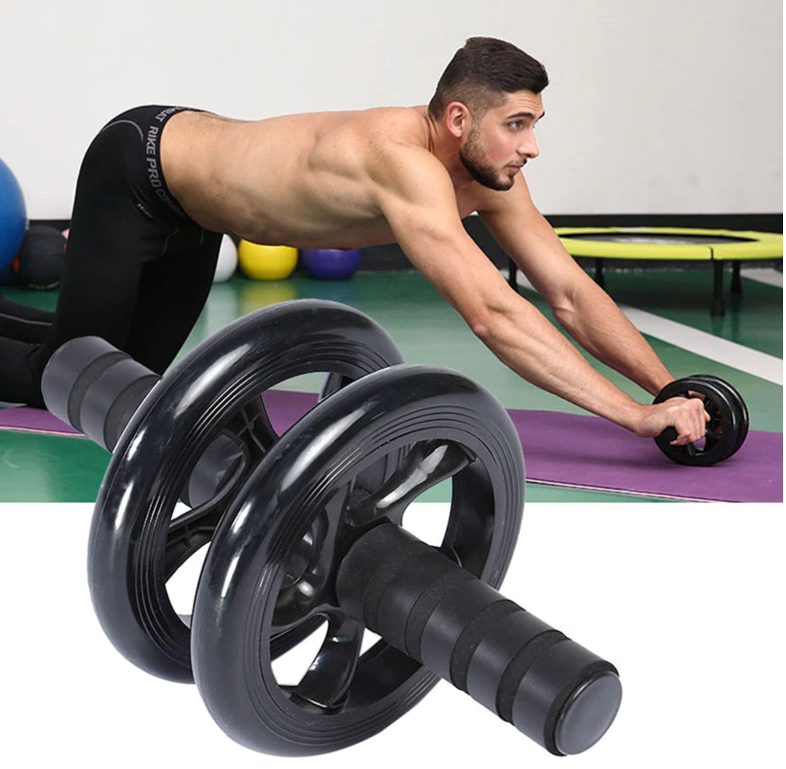 Double Wheel Ab Roller for Core Workouts - Abdominal Exercise Wheel for Home Gym & Fitness Training - Perfect for Abs, Back & Full Body Workout