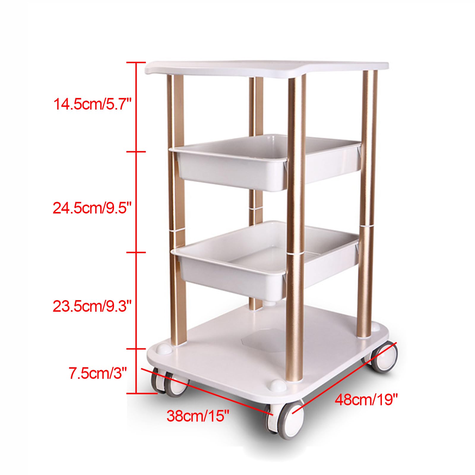 Beauty Trolley Cart with Wheels - Heavy Duty Salon & Spa Rolling Cart Organizer (150kg Capacity) | Perfect for Hair Salon Equipment, Spa Storage & Beauty Machine Organization | Ideal for Professional Salons, Home Spa Setup & Mobile Beauty Services