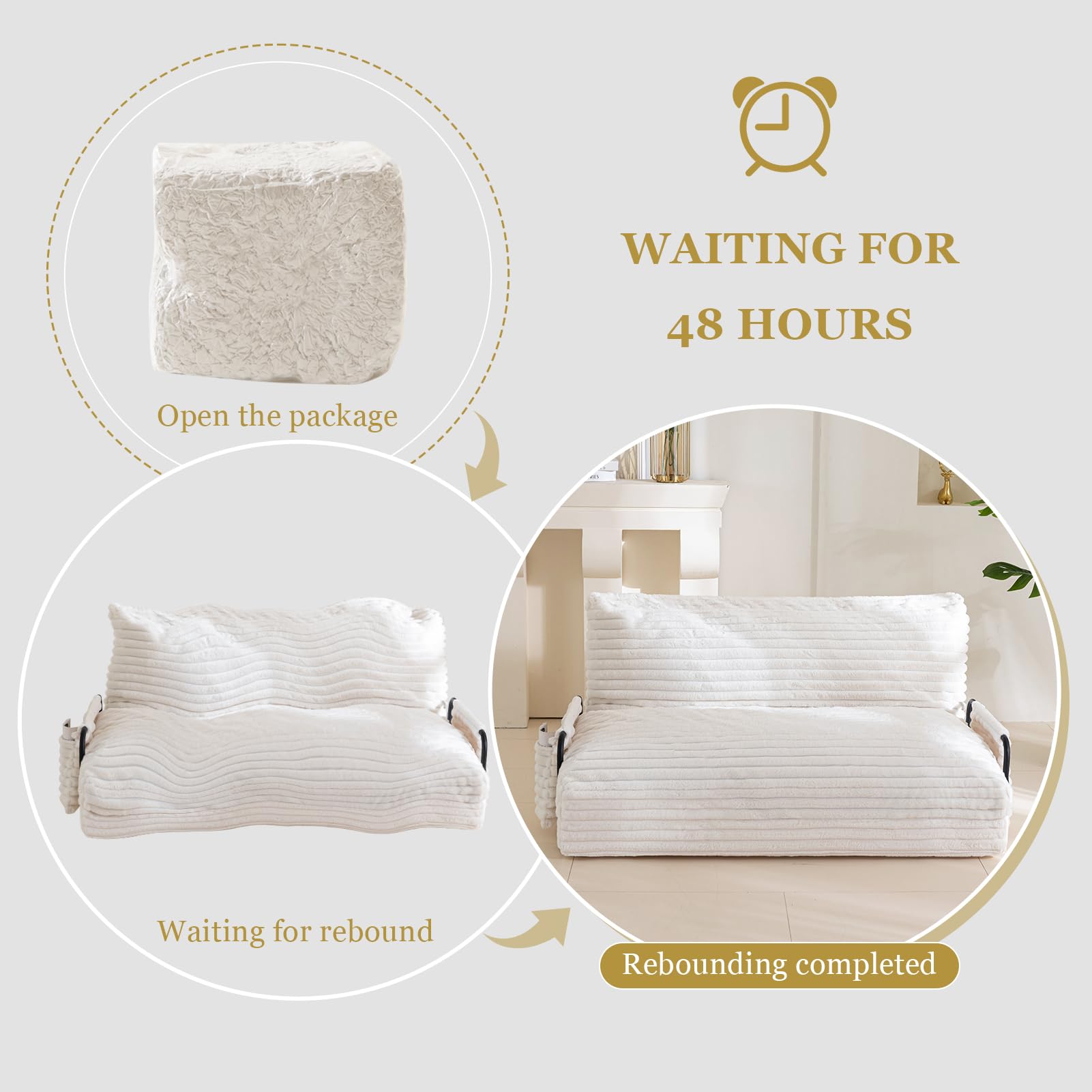 MAXYOYO Adjustable Lazy Floor Sofa - 5-Position Foldable Sleeper Chair with Armrests, Beige | Comfortable Floor Seating for Living Room, Bedroom & Small Spaces