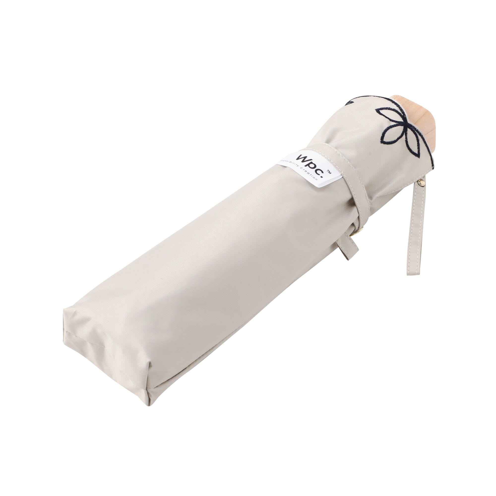 Blackout Birdcage Wide Scallop Folding Umbrella - UV Protection Sun Shade Parasol for Outdoor, Beach, and Garden Use - Beige