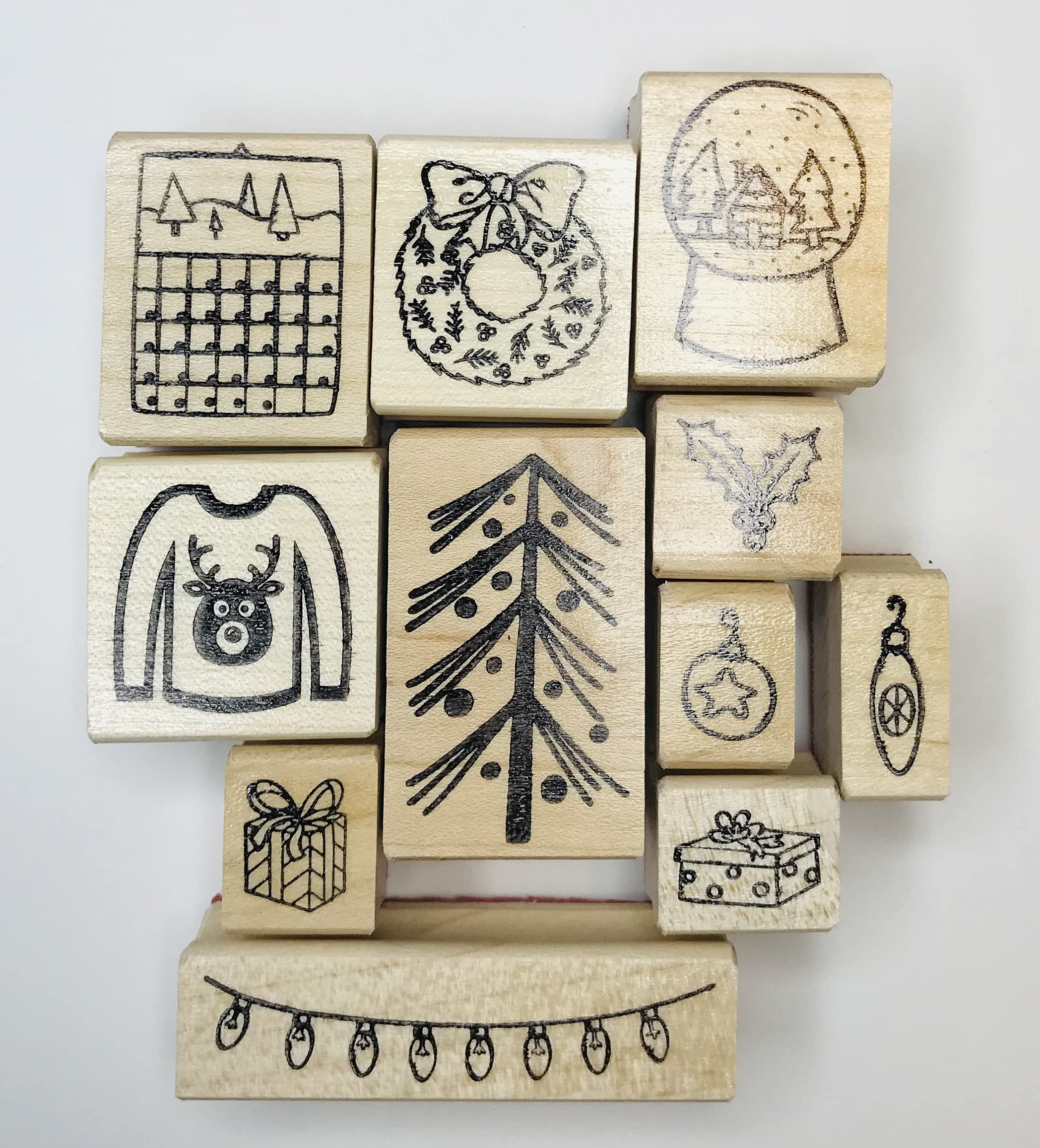 Christmas Rubber Stamp Set with 10 Holiday Designs - DIY Christmas Card Making, Gift Wrapping & Scrapbooking Supplies for Festive Crafts