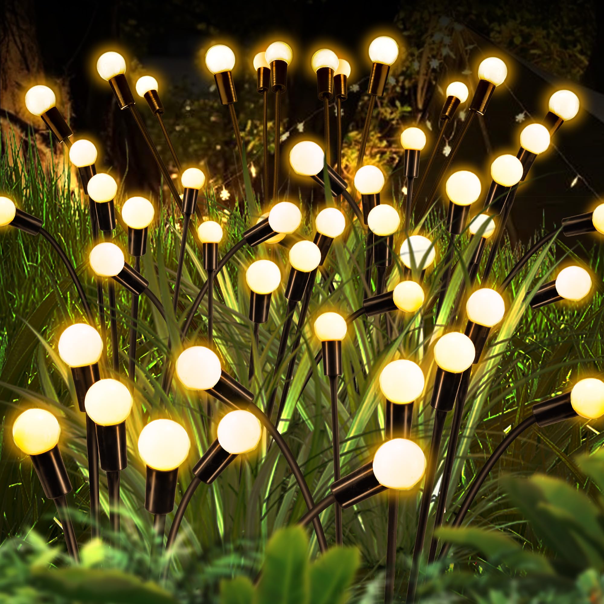 Upgraded Solar Lights Outdoor Waterproof IP65 - 8 Pack Solar Powered Garden Lights for Yard, Patio, Pathway & Landscape Decor - Energy Efficient Firefly Lights for Outdoor Gardening & Nighttime Ambiance