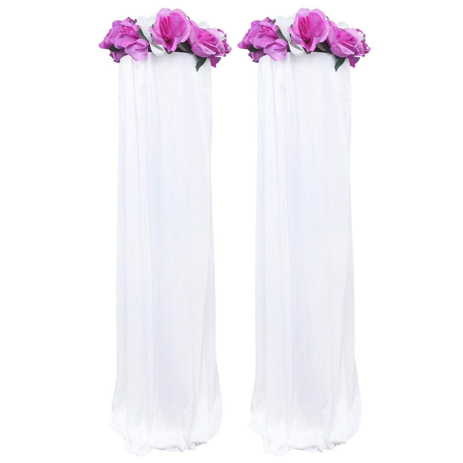 8PCS White Artificial Flower Pillars - Elegant Wedding Column Stand for Wedding, Birthday Party Decor (Cloth & Plastic) - Perfect for Indoor/Outdoor Events, Home Decor, and Centerpieces