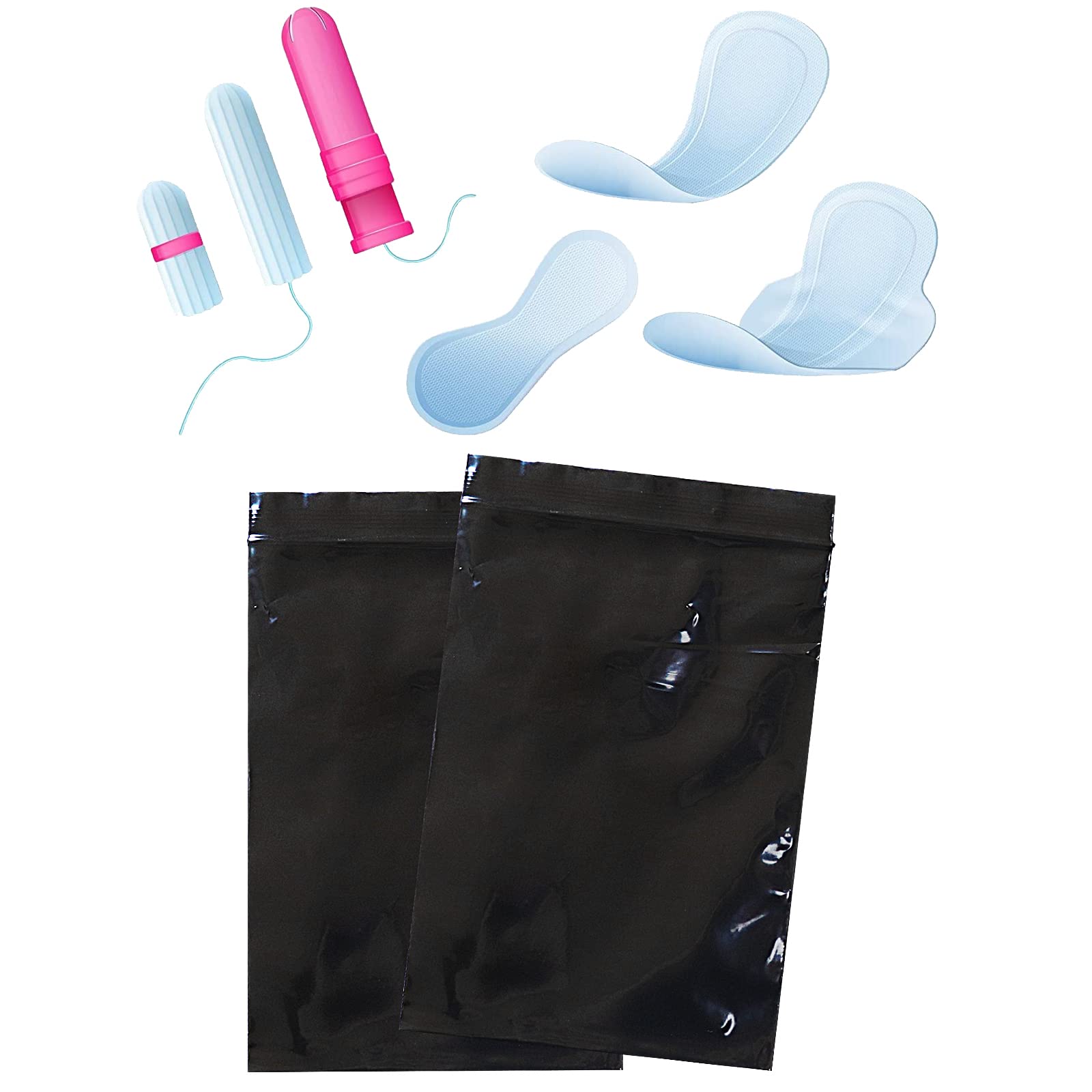 Sanitary Napkin Disposal Bags - 200 Count Black Opaque Tampon & Pad Disposal Bags | Feminine Hygiene Waste Bags for Tampons, Sanitary Pads & Liners | Travel, Home & Public Restroom Use
