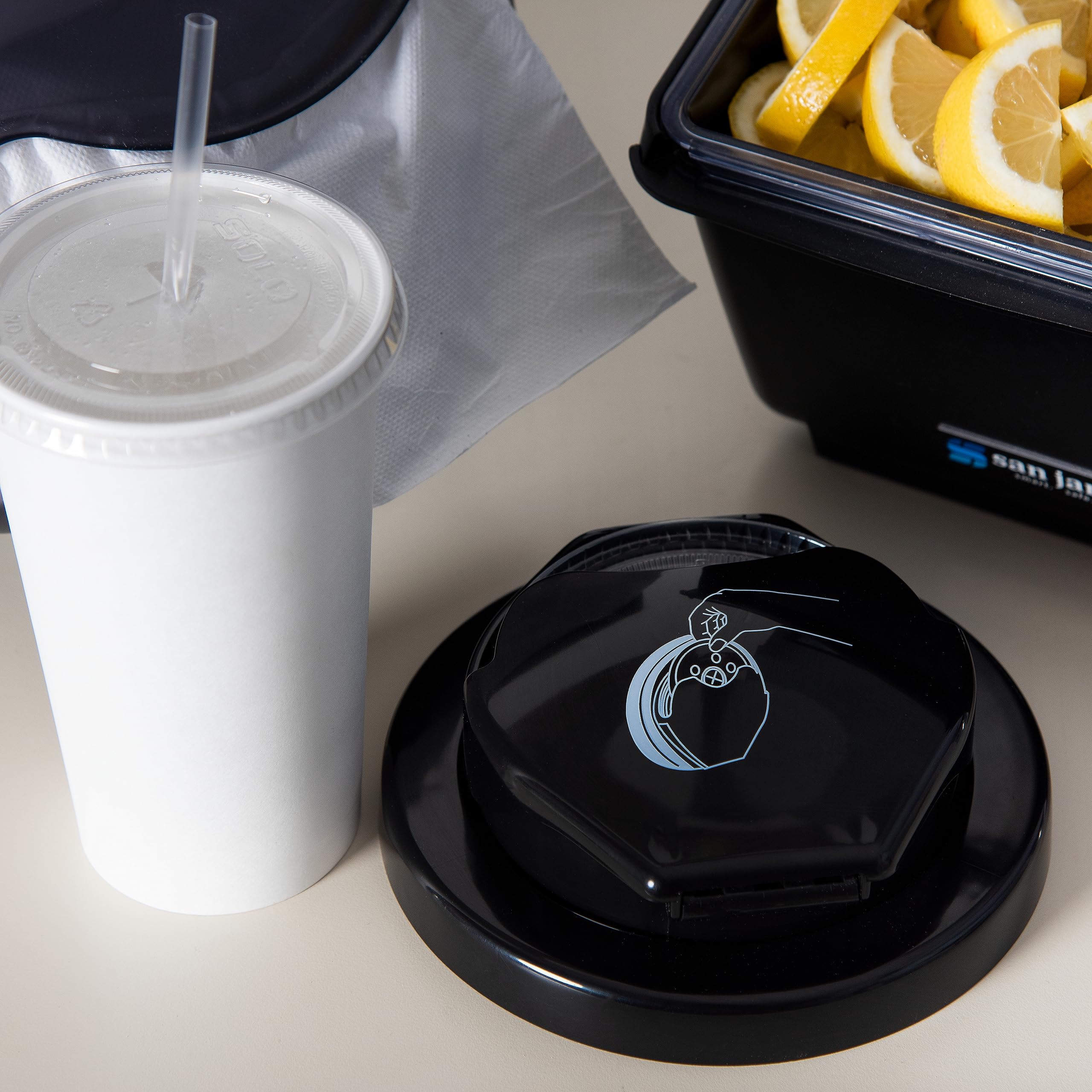 San Jamar Ez-Fit In-Counter Lid Dispenser for 8-24 Oz Cups | Commercial-Grade Plastic Lid Organizer for Restaurants, Cafeterias & Fast Food (6.5