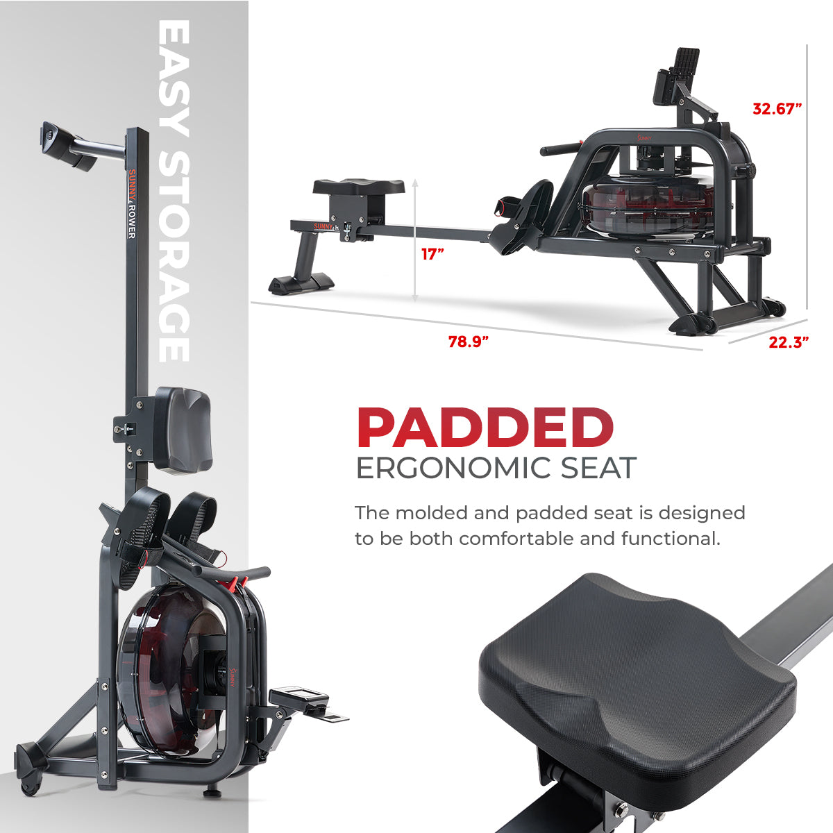 Premium Smart Obsidian Surge 500m Water Rowing Machine for Home Gym - High Performance Indoor Rower with Silent Magnetic Resistance & Bluetooth Connectivity for Full-Body Workout & Cardio Training