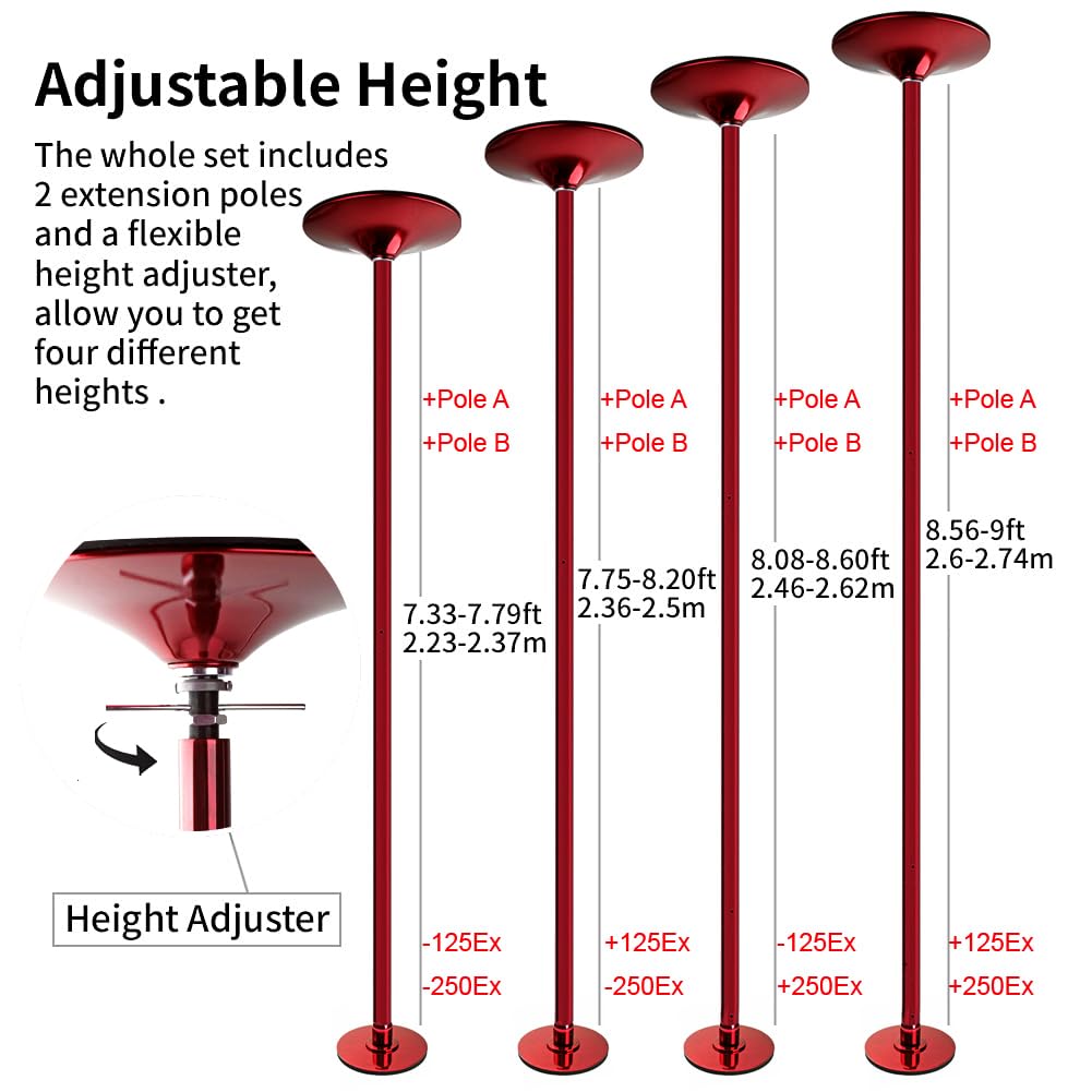 45mm Spinning Portable Dance Pole for Home - Extendable Pole Dancing Pole for Bedroom, Studio & Fitness, Perfect for Beginners, Advanced Dancers & Home Workouts