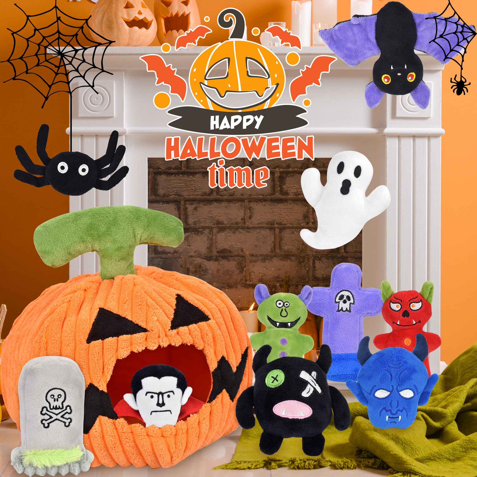 **Halloween Dog Toys Set - 11 Pack Durable Squeaky Dog Toys for Aggressive Chewers, Pumpkin & Assorted Chew Toys for Large, Medium & Small Dogs - Perfect for Playtime, Training & Holiday Gifts**