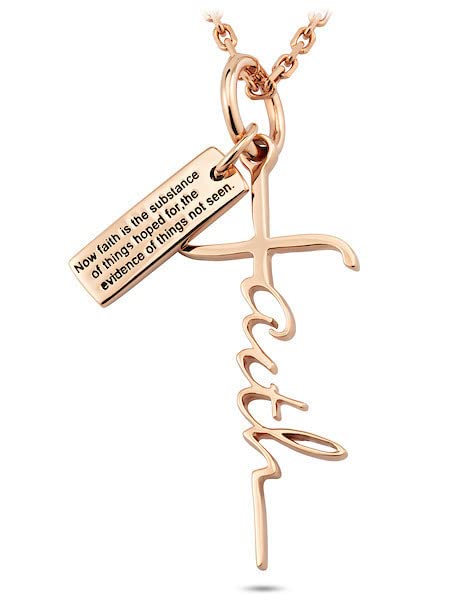 14K Gold Faith Cross Necklace - Hebrews 11:1 Bible Verse Jewelry for Women | Christian Gifts & Daily Wear