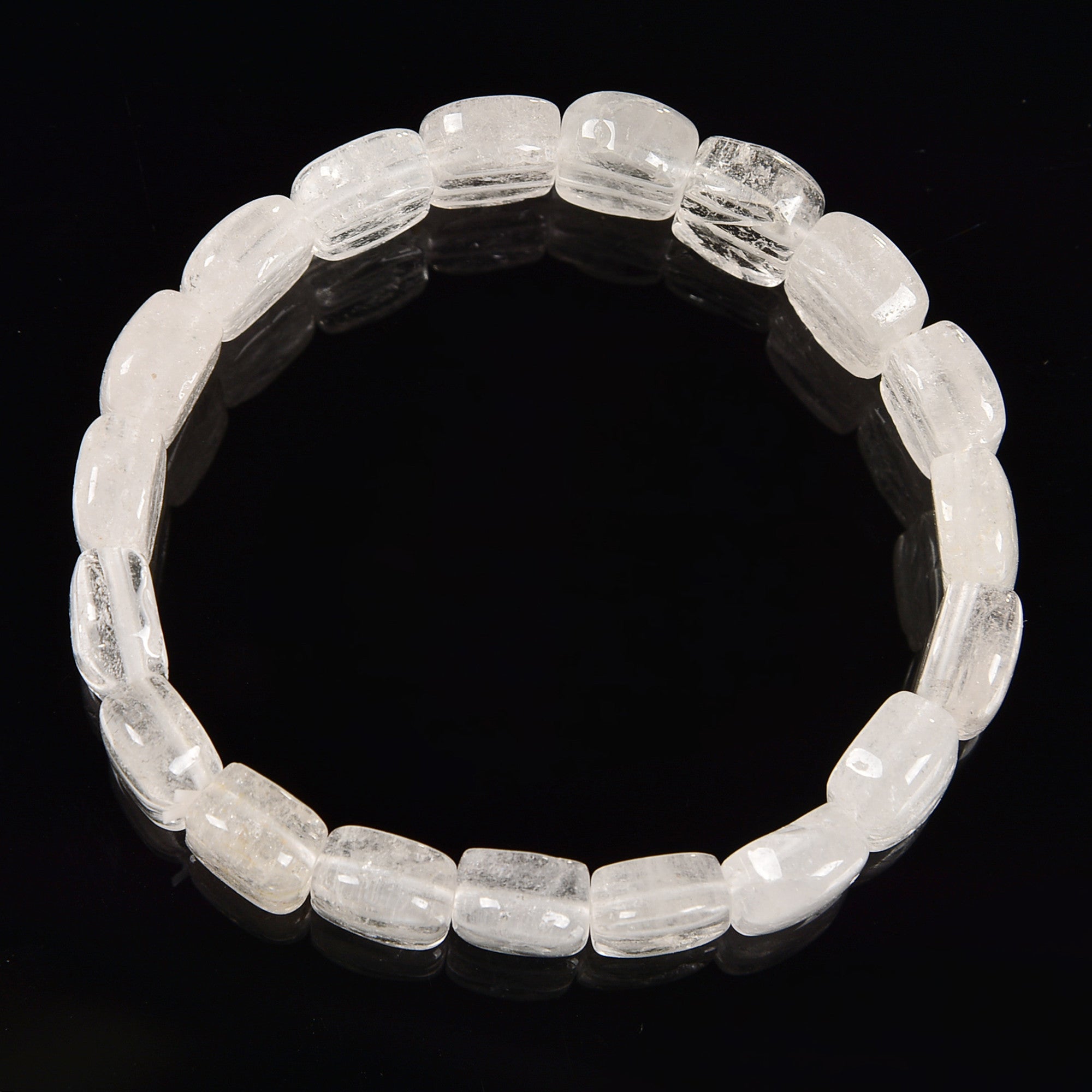 Clear Quartz Double Drill Bracelet - 10x14mm Oval Beads, 7.5'' Adjustable Length for Women | Healing Crystal Jewelry for Meditation, Yoga & Energy Balancing
