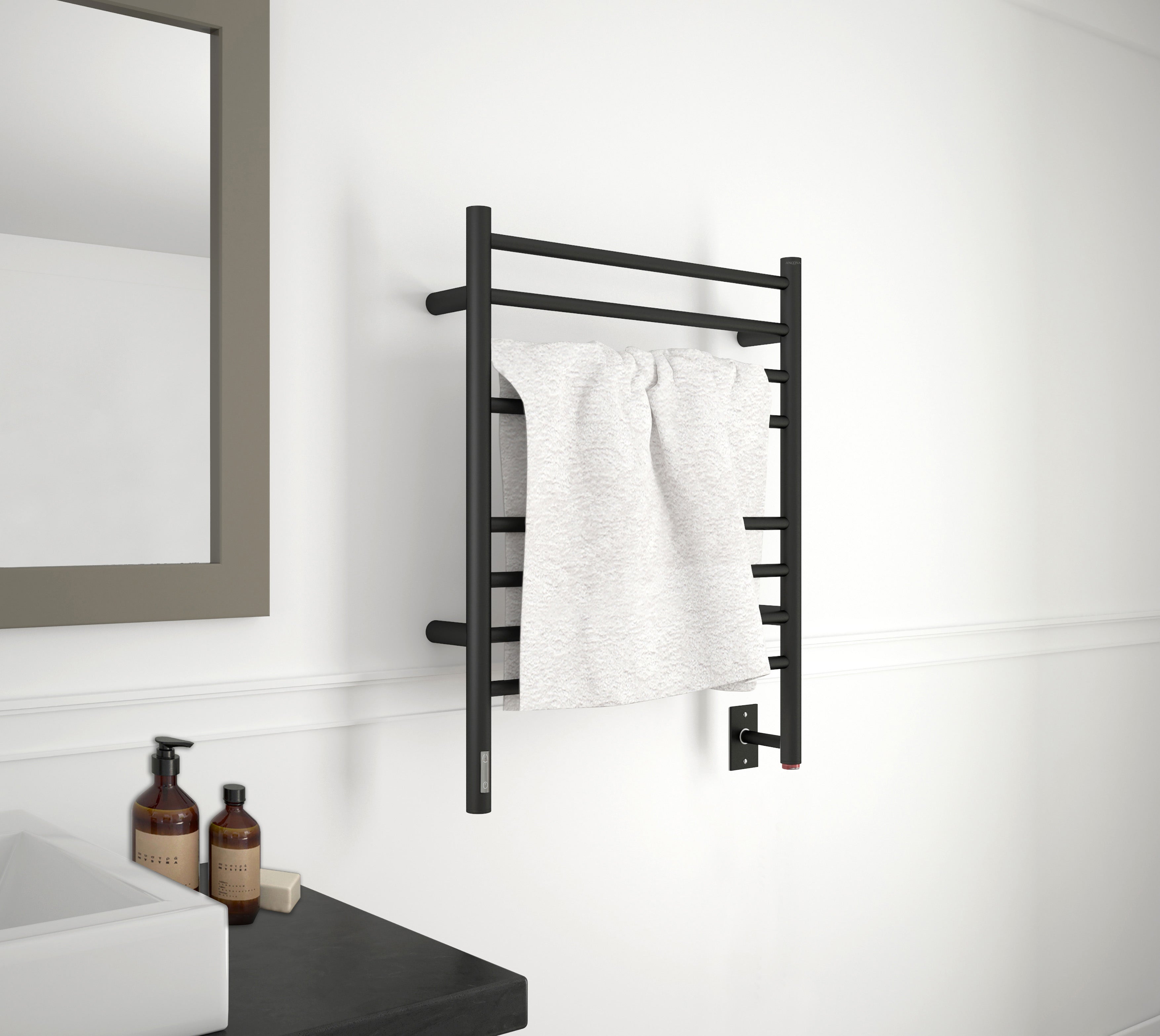 Prestige OBT 8 Bar Wall Mounted Towel Warmer with Built-in Timer - Matte Black Finish | Bathroom Luxury & Spa Experience