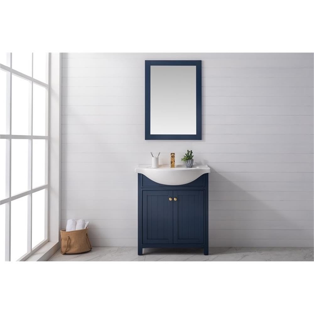 Design Element S05-30-BLU 30-Inch Blue Bathroom Vanity with Soft-Close Doors - Perfect for Modern Bathrooms, Small Spaces & Home Renovations