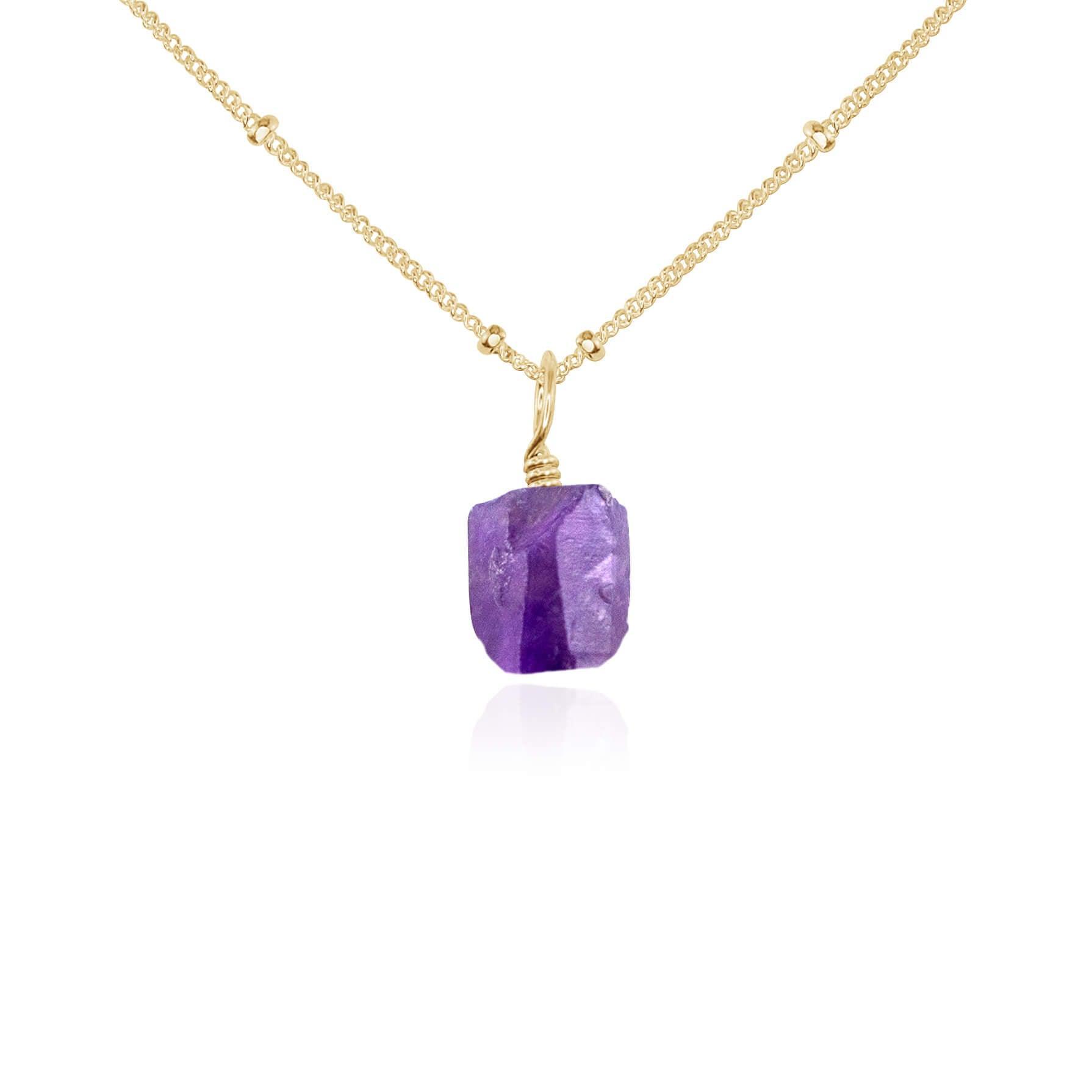 Natural Raw Amethyst Pendant Necklace - Dainty Purple Crystal Jewelry for Women - Perfect for Spiritual Healing, Meditation & Everyday Wear